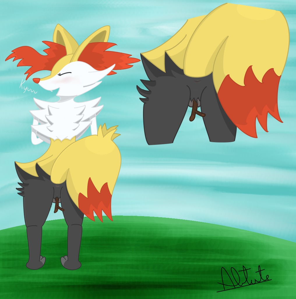 abtute12 anthro anus blush braixen canid canine e621 eyes_closed feet female fur generation_6_pokemon genitals inner_ear_fluff mammal masturbation nintendo pokemon pokemon_(species) solo stick teeth toes tuft vaginal vaginal_masturbation vulva