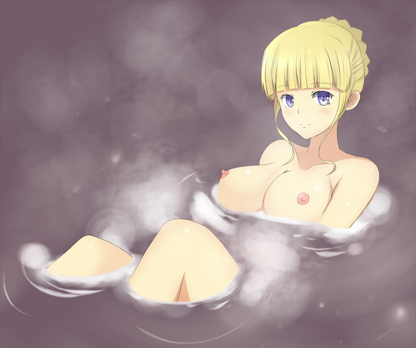 07th_expansion bath beatrice_(umineko) blonde_hair blue_eyes breasts female female_only nes_(sigma) nipples nude pointy_chin rule34 solo umineko_no_naku_koro_ni