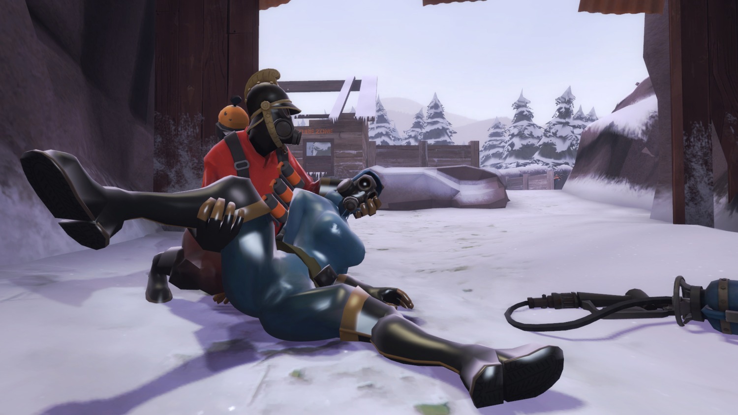 16:9 1boy 1girls 3d artist_request boots cameltoe clothes color day death edit faceless_male female female_death fempyro garry's_mod gas_mask gloves human male mask masked masked_female outdoors pyro_(team_fortress_2) rule34 rule_63 snow tagme team_fortress_2