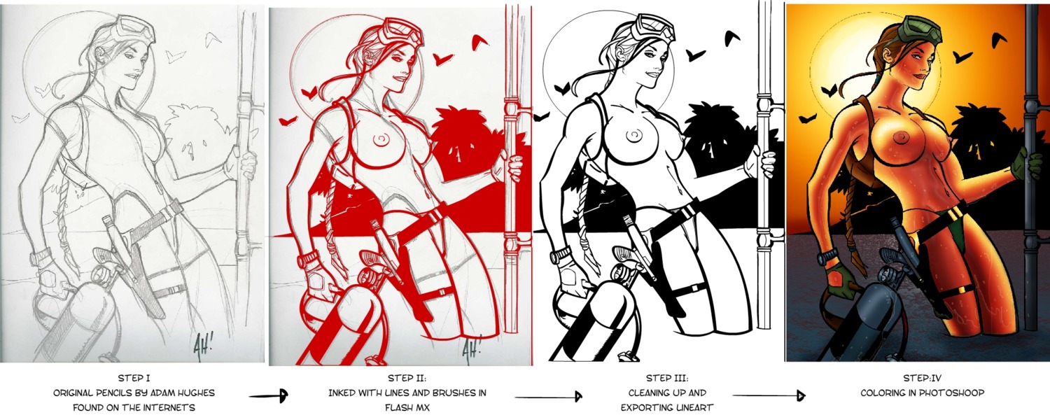 adam_hughes eyewear_on_head female female_only human lara_croft lara_croft_(classic) rule34 sketch solo tagme text tomb_raider tomb_raider_(classic)