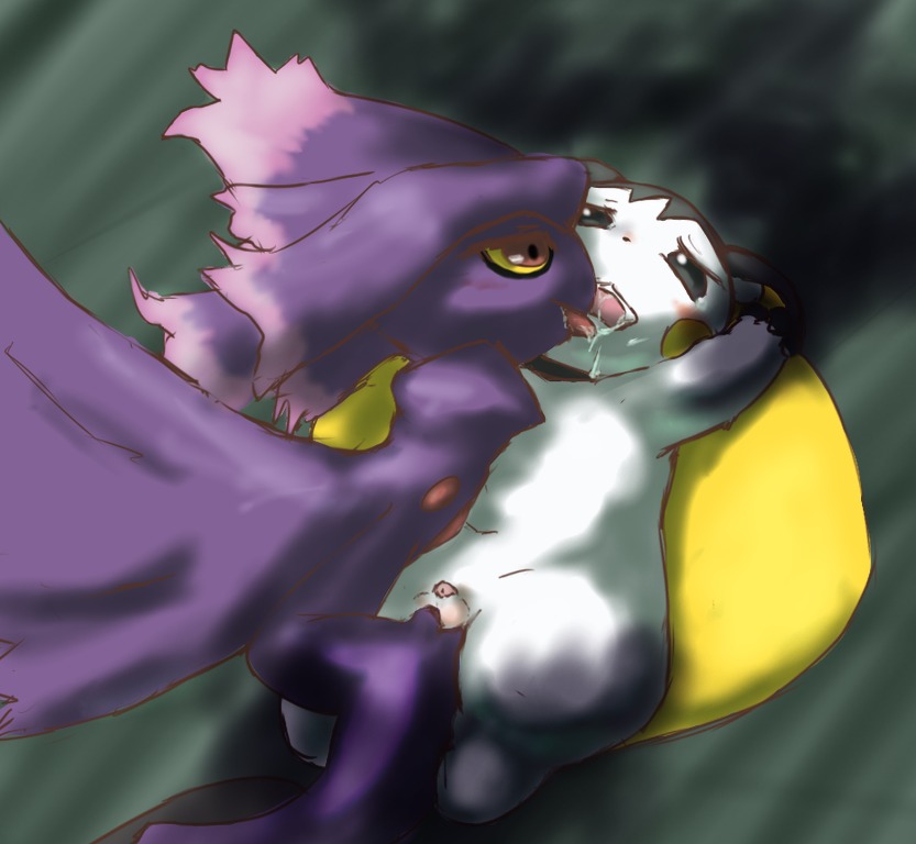 ambiguous_gender animal_genitalia ball_fondling balls blush bodily_fluids duo e621 emolga feral fondling generation_4_pokemon generation_5_pokemon genitals ghost kissing male mammal membrane_(anatomy) mismagius nintendo ohakotome patagium penis penis_tip pokemon pokemon_(species) pose rodent saliva sciurid sheath spirit tongue