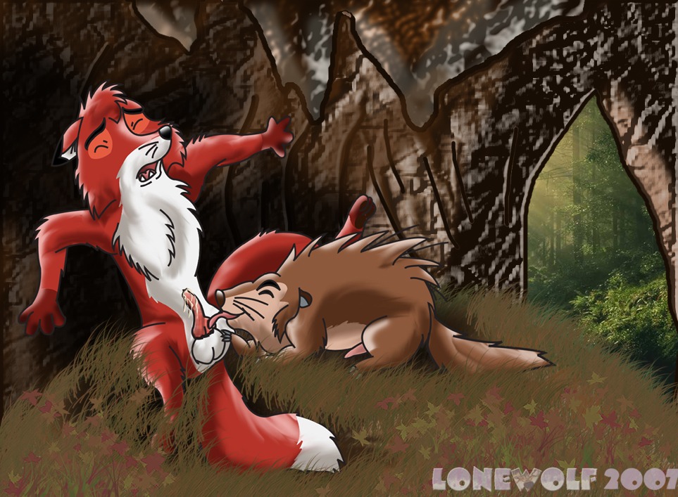 2007 anthro balls disney feral furry gay interspecies lonewolf male male_only penis porcupine_(tfath) rule34 tagme testicles the_fox_and_the_hound tod_(tfath)