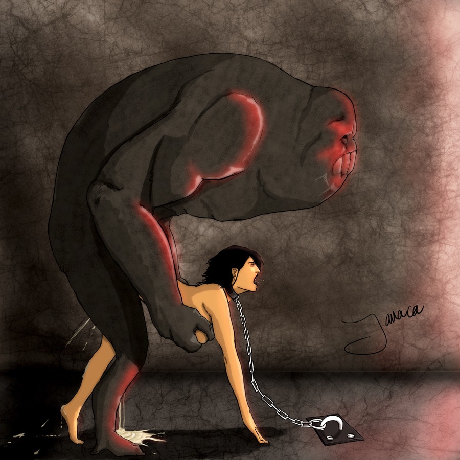 1boy ambiguous_penetration bondage bound chained commander_shepard cum cum_inside elcor female femshep interspecies javaca male mass_effect monster rape rule34