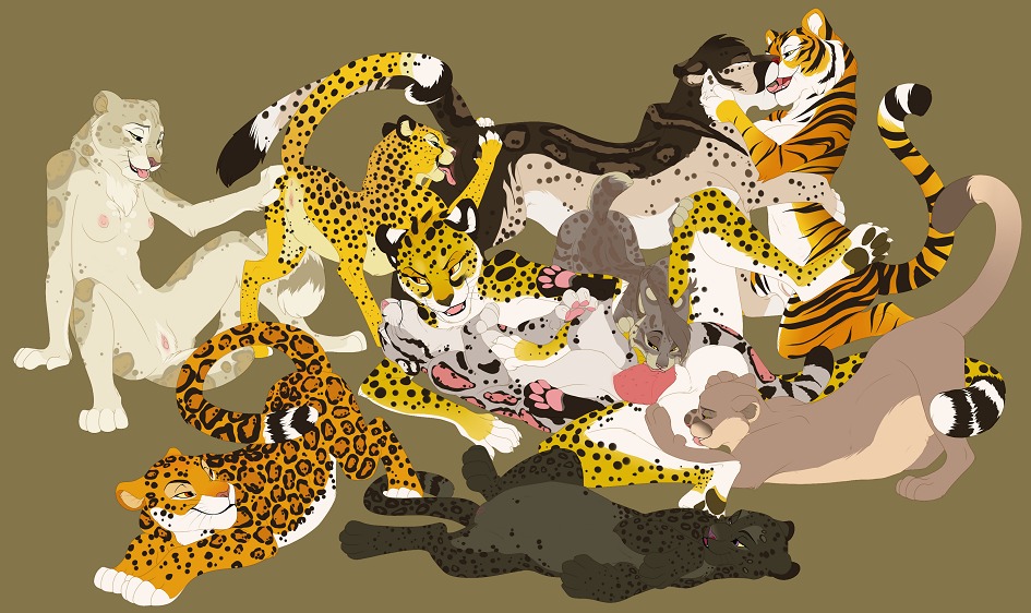 anthro anthro_on_feral balls bestiality cheetah cougar cunnilingus e621 erection eyes_closed felid feline female female_on_feral feral feral_on_feral french_kissing genitals group group_sex harem jasiri kissing knon large_group leopard licking lion looking_back lying lynx male mammal mass_orgy nude on_back open_mouth oral orgy pantherine paws penetration penile penis penis_lick princess_tagalong rali_(raleshderi) sex snow_leopard spots teeth tiger tongue tongue_out vaginal vulva