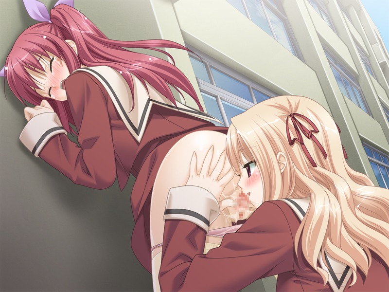 blonde_hair blue_eyes blush censored cg eroge female fuguriya game_cg matsubara_yuna multiple_females multiple_girls oda_nanami red_eyes red_hair rule34 schoolgirl sono_hanabira_ni_kuchizuke_wo yuri