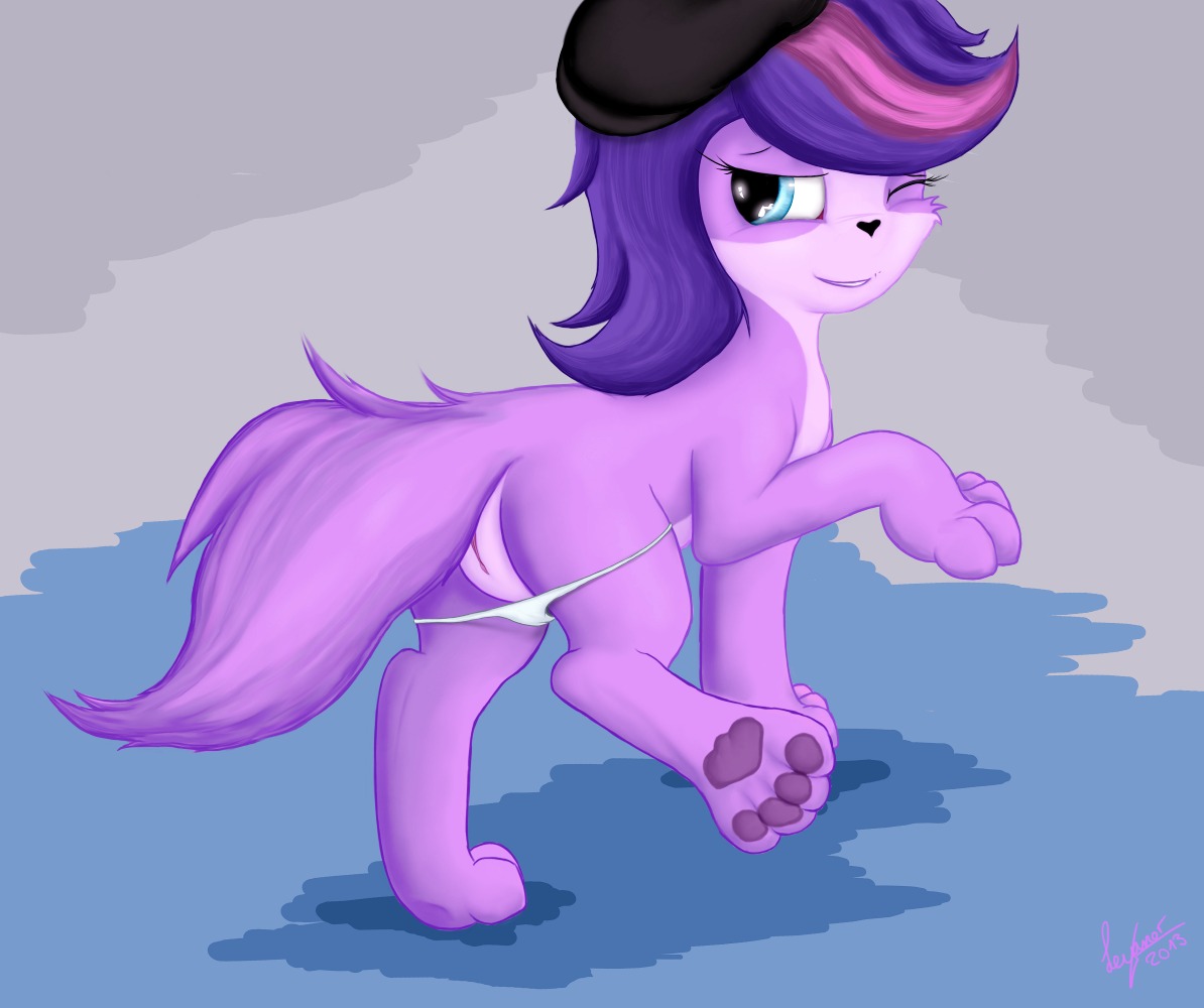 2013 bird_dog blue_eyes canid canine canis cavalier_king_charles_spaniel clothing domestic_dog e621 feet female feral fur genitals hair hasbro hat headgear headwear hindpaw hunting_dog leyanor littlest_pet_shop littlest_pet_shop_(2012) looking_back mammal multicolored_hair one_eye_closed open_mouth panties pawpads paws purple_body purple_fur purple_hair smile solo spaniel spread_legs spreading teeth toy_dog two_tone_hair underwear vulva wink zoe_trent