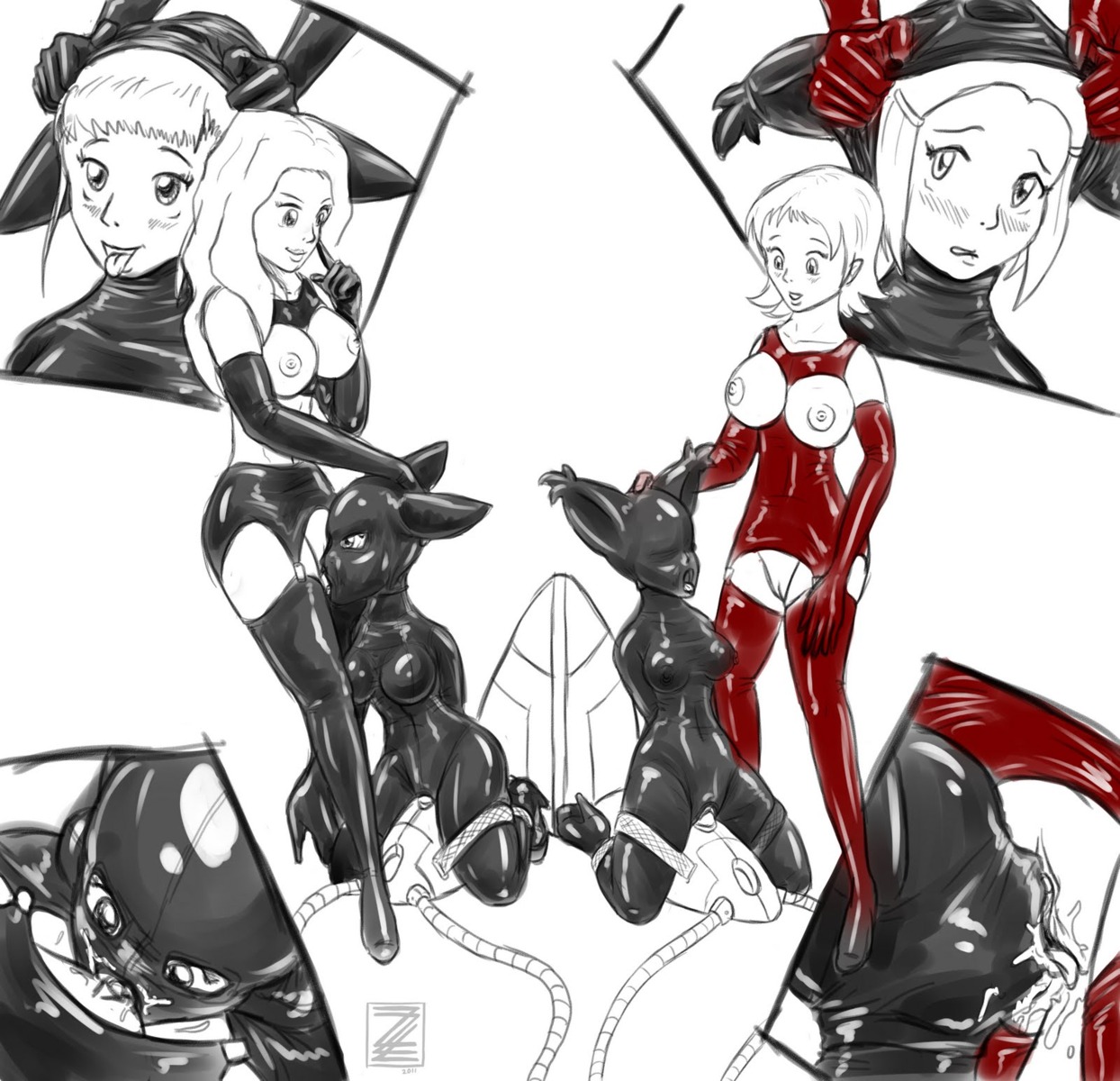 animal_ears blindfolded blush bodysuit bondage bound breastless_clothes breasts color covered_nipples crotchless_clothes cunnilingus daughter digimon dildo female female_only femdom fucking_machine gimp_suit hacker90 hikari_yagami incest latex milf mother mother_and_daughter multiple_females multiple_subs nipples oral partially_colored pussy rika_nonaka ruki_makino rule34 rumiko_makino rumiko_nonaka s0lar1x saliva sex_machine smile standing thighhighs tongue tongue_out vulva yuri yuuko_yagami