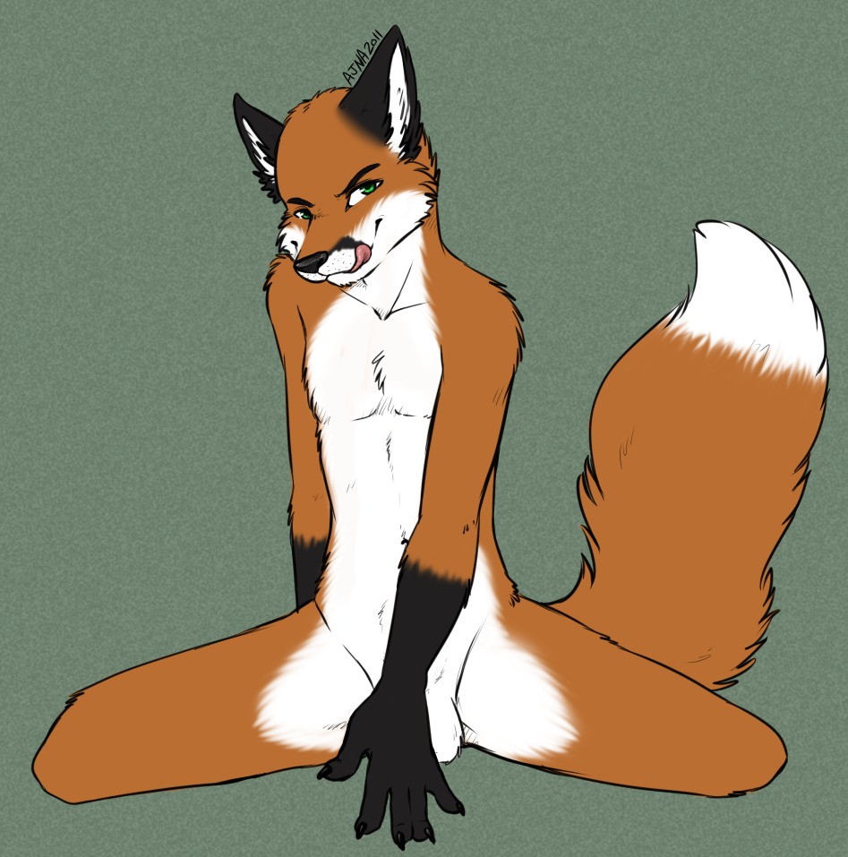 2011 ajna anthro balls canid canine covering covering_self dipstick_tail e621 fox genitals licking licking_lips licking_own_lips male mammal markings nude self_lick solo tail tail_markings tongue tongue_out