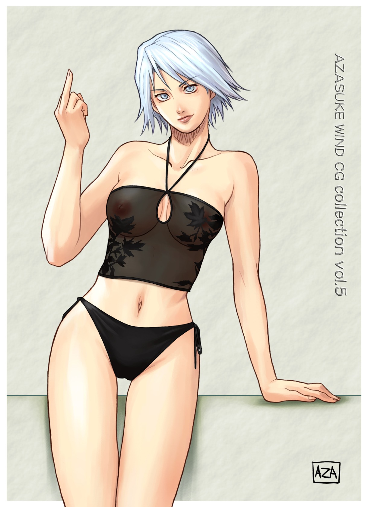 azasuke bikini christie_(doa) dead_or_alive female highres middle_finger rule34 swimsuit tecmo
