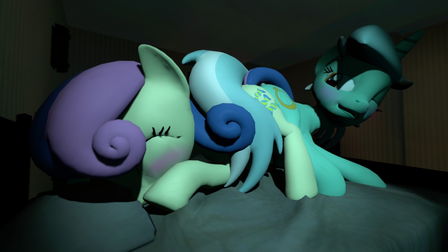 3d artist_request bonbon_(mlp) earth_pony equine female feral feral_on_feral friendship_is_magic garry's_mod horse lyra_heartstrings_(mlp) my_little_pony mythological_creature mythological_equine mythology pony rule34 smooth_skin tail unicorn yuri