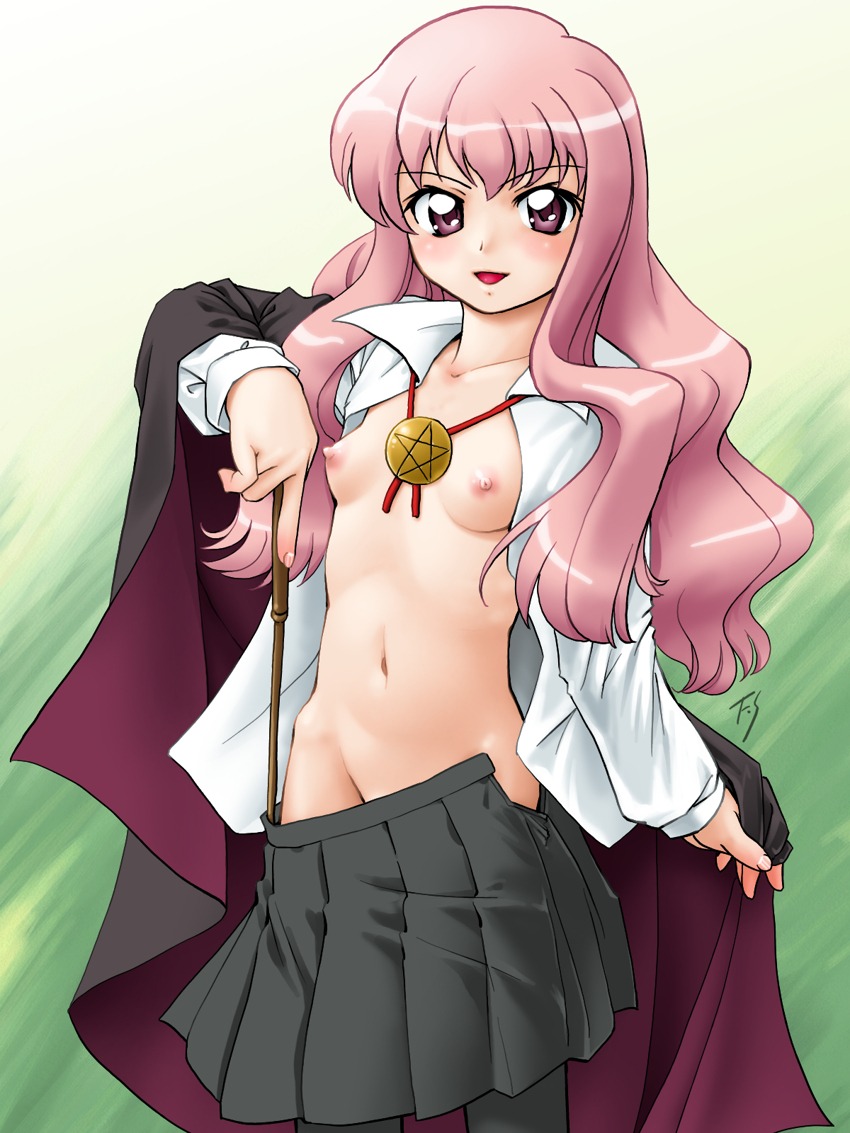 blush breasts clothing female louise_francoise_le_blanc_de_la_valliere rule34 skirt small_breasts stockings studio_implant tagme zero_no_tsukaima