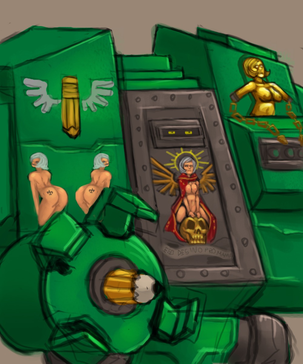 3girls adepta_sororitas adeptus_astartes dreadnought_(warhammer_40k) female greenmarine imperium_of_man rule34 sister_of_battle space_marine text warhammer_(franchise) warhammer_40k