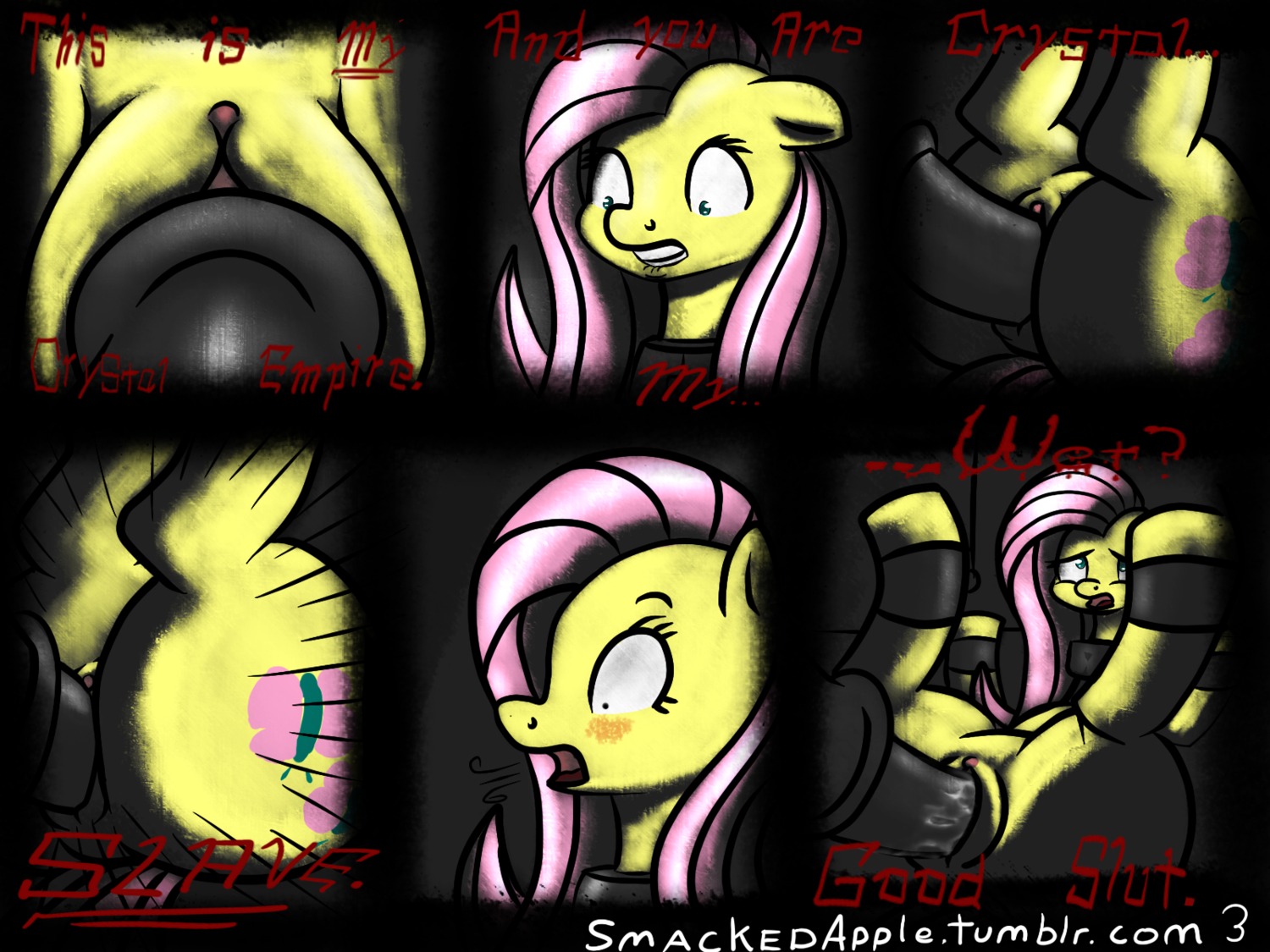 2013 4:3 blush bound clitoris comic cutie_mark duo e621 english_text equid equine erection feathered_wings feathers female female_penetrated feral fluttershy_(mlp) friendship_is_magic from_front_position fur genitals green_eyes hair hasbro hi_res kissing lying male male/female male_penetrating male_penetrating_female mammal missionary_position my_little_pony mythological_creature mythological_equine mythology nude on_back pegasus penetration penile penile_penetration penis penis_in_vagina pink_hair sex smackedapple text vaginal vaginal_penetration vulva wings yellow_body yellow_feathers yellow_fur