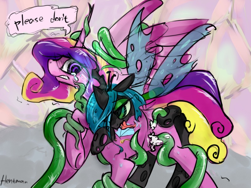 4:3 anal anal_penetration anus arthropod bodily_fluids changeling_(mlp) crying cum cum_in_ass cum_in_vagina cum_inside duo e621 equid equine feathered_wings feathers female feral forced friendship_is_magic genital_fluids genitals hair hasbro hentman horn insect_wings mammal mane my_little_pony mythological_creature mythological_equine mythology penetration pink_body pink_feathers princess_cadance_(mlp) queen_chrysalis_(mlp) rape sex spread_legs spreading tears tentacles vaginal vaginal_penetration vulva winged_unicorn wings