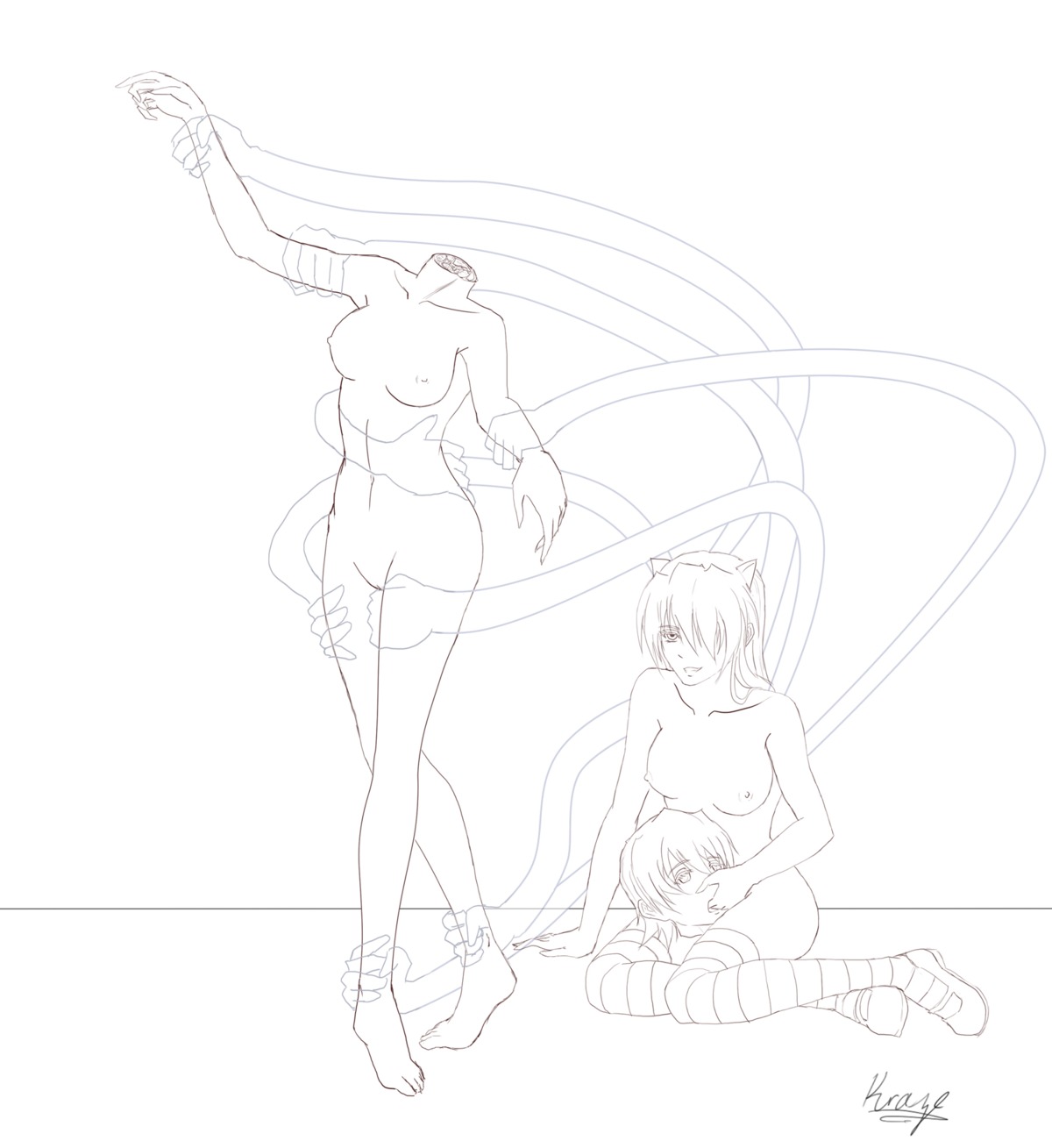 2girls corpse dead death elfen_lied female female_death female_only gore guro lucy_(elfen_lied) multiple_females multiple_girls puppet rule34 severed_head tagme vectors yuka_(elfen_lied)