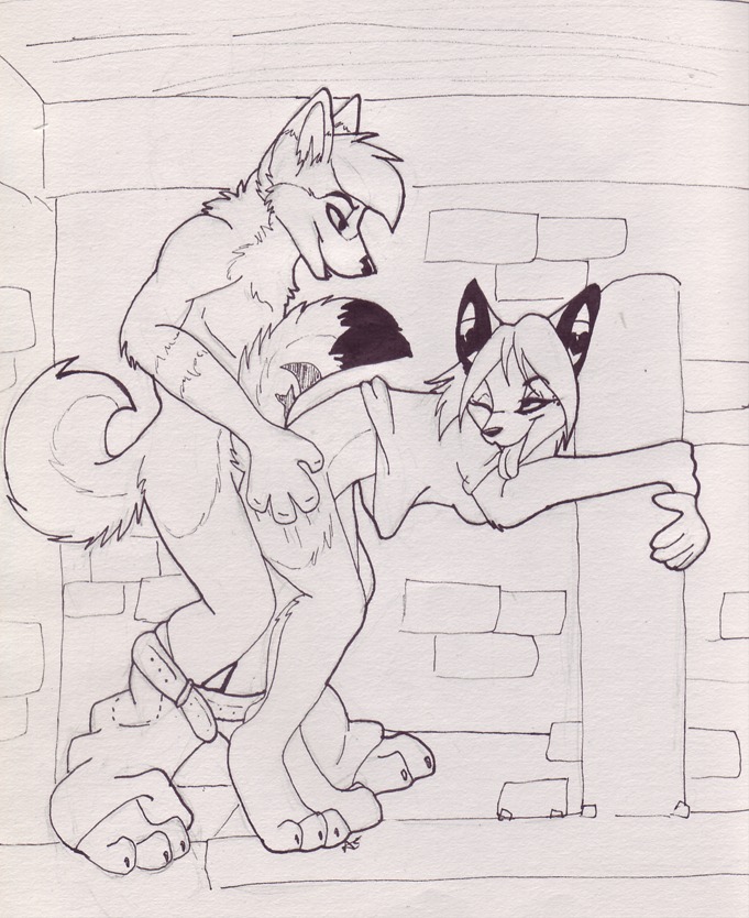 anthro bottomless bottomwear bottomwear_down canid canine canis celestialwolfen clothed clothing duo e621 female female_penetrated from_behind_position larka_novaine male male/female male_penetrating male_penetrating_female mammal outside pants pants_down partially_clothed penetration sex tail tongue tongue_out wolf