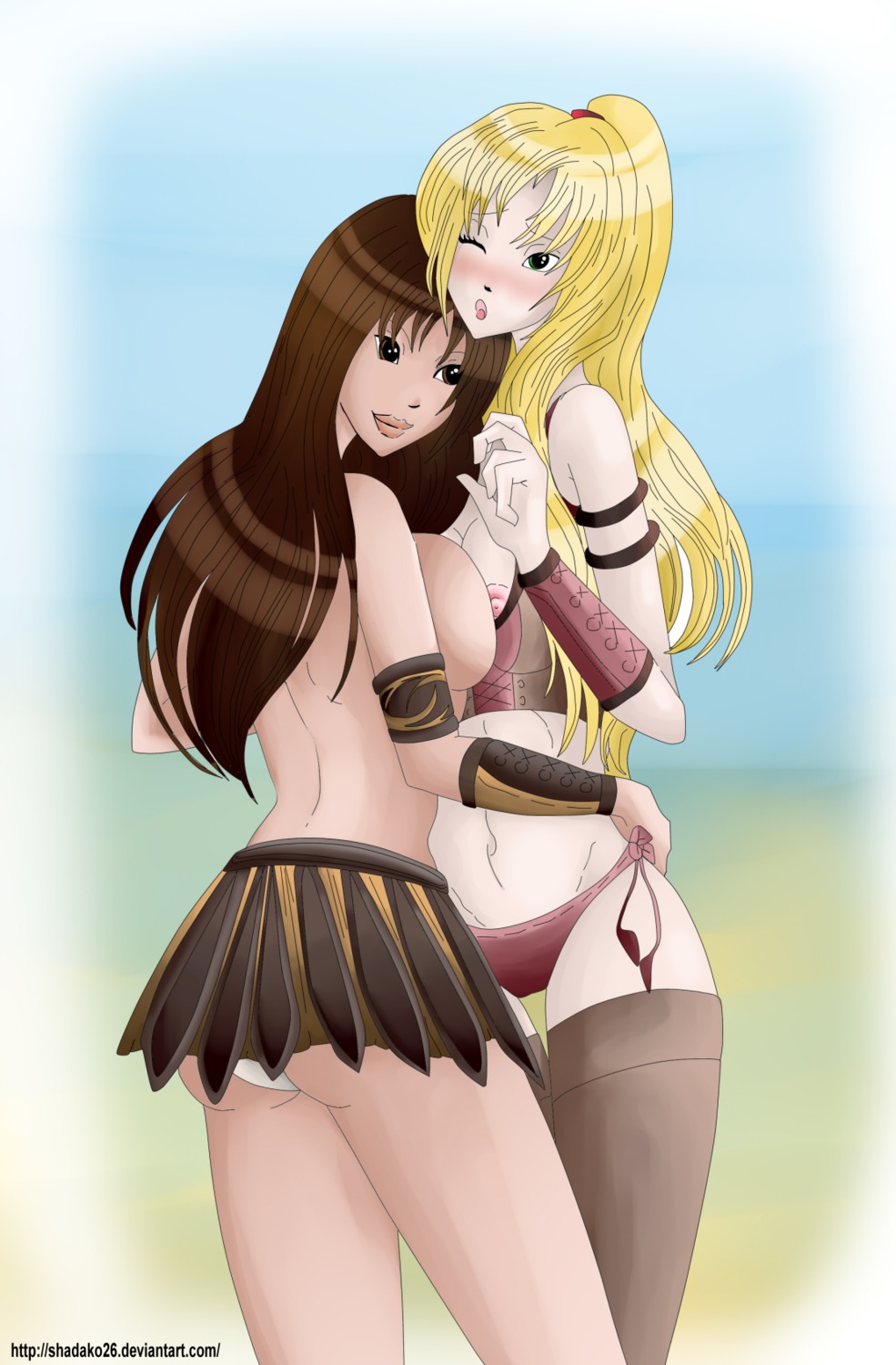 female gabrielle_(xena) multiple_females multiple_girls rule34 shadako26 xena xena_warrior_princess yuri