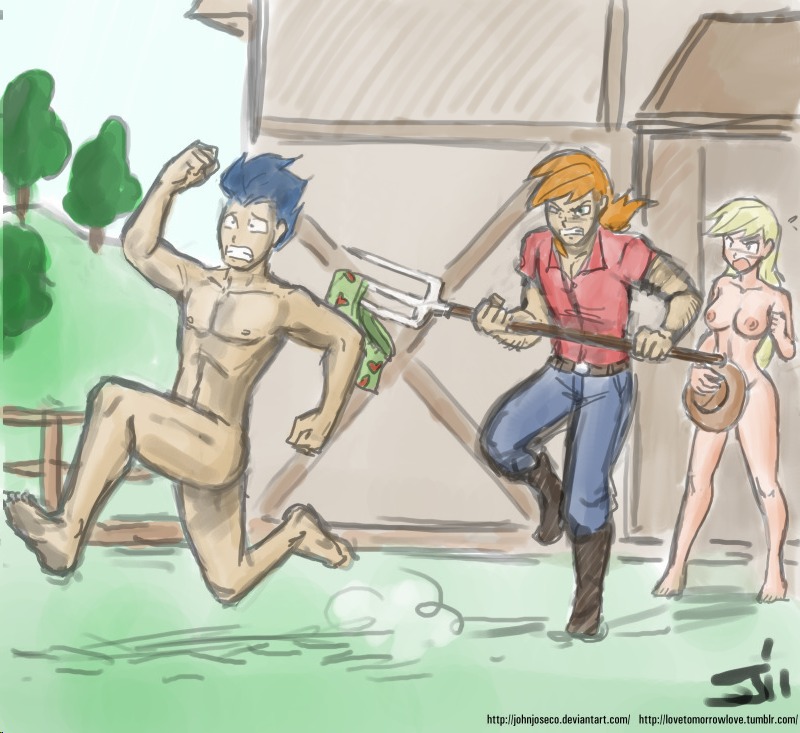applejack_(mlp) big_macintosh_(mlp) female friendship_is_magic human john_joseco male my_little_pony rule34 smooth_skin soarin_(mlp) wonderbolts_(mlp)