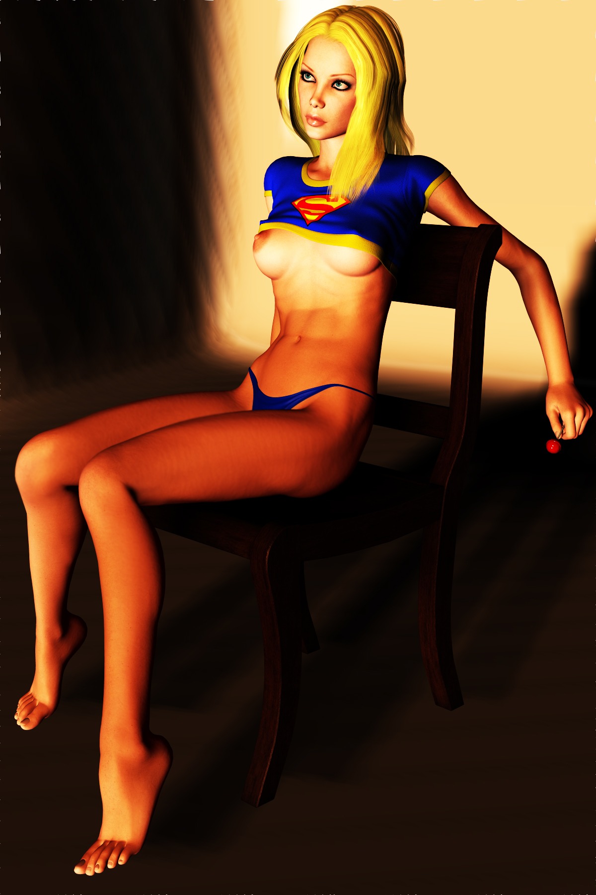 3d abs blonde_hair blue_eyes breasts dc dc_comics female fredackerman kara_danvers kara_zor-el long_hair navel nipples panties rule34 supergirl supergirl_(volume_5) superman_(series)