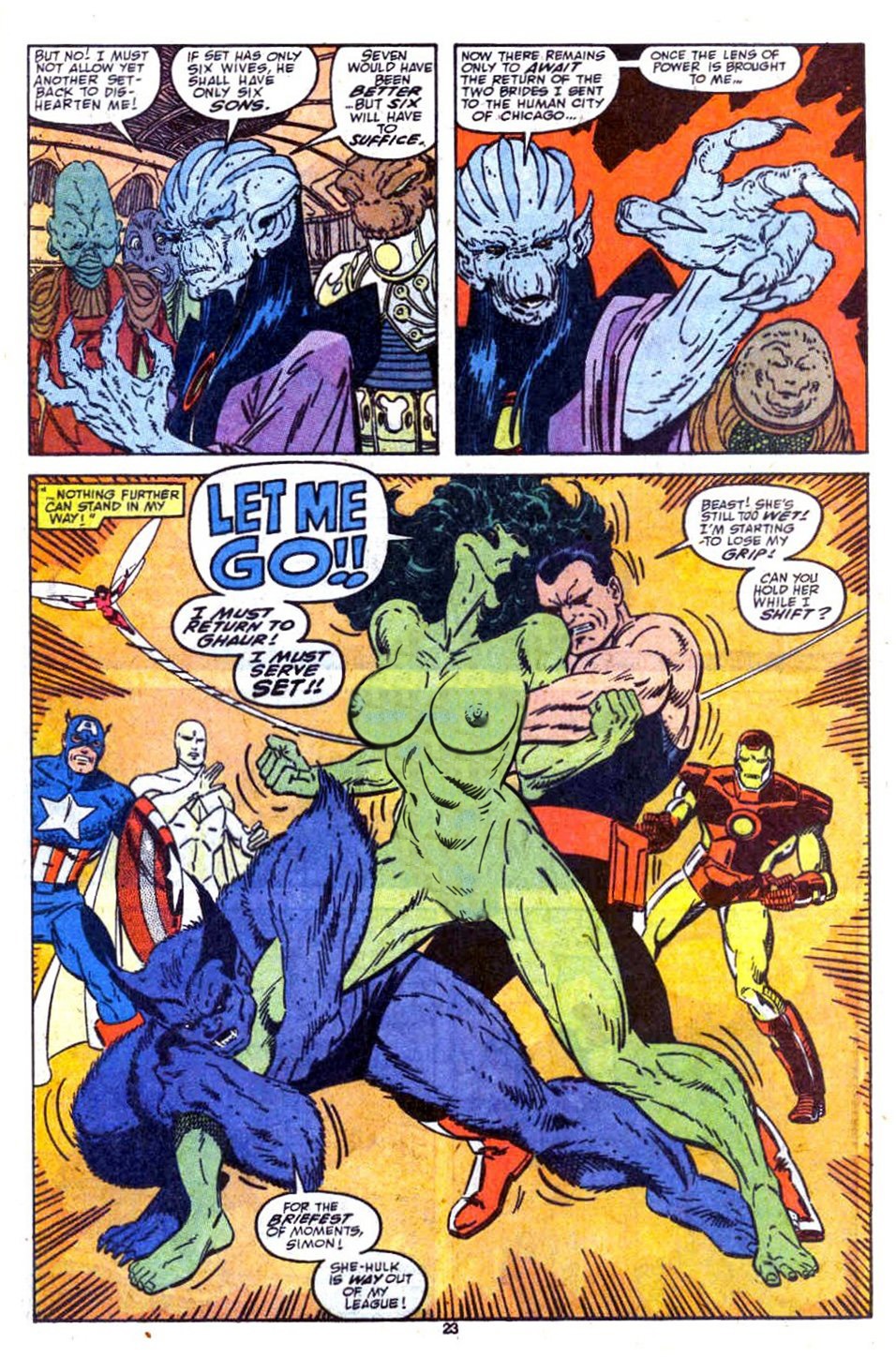 1girls abs areola avengers barefoot beast_(x-men) black_hair blue_fur breasts captain_america clothed_male_nude_female cmnf comic costume cybernetics dialogue edit english english_text feet female femsub green_nipples green_skin hank_mccoy iron_man janet_van_dyne john_byrne male maledom marvel marvel_comics masculine mask multiple_boys multiple_males muscles navel nipples nude photoshop pussy rape raped_female restrained rule34 she-hulk shield simon_williams steve_rogers straight_hair superhero superheroine text tony_stark vision wasp_(marvel) wide_hips wonder_man x-men