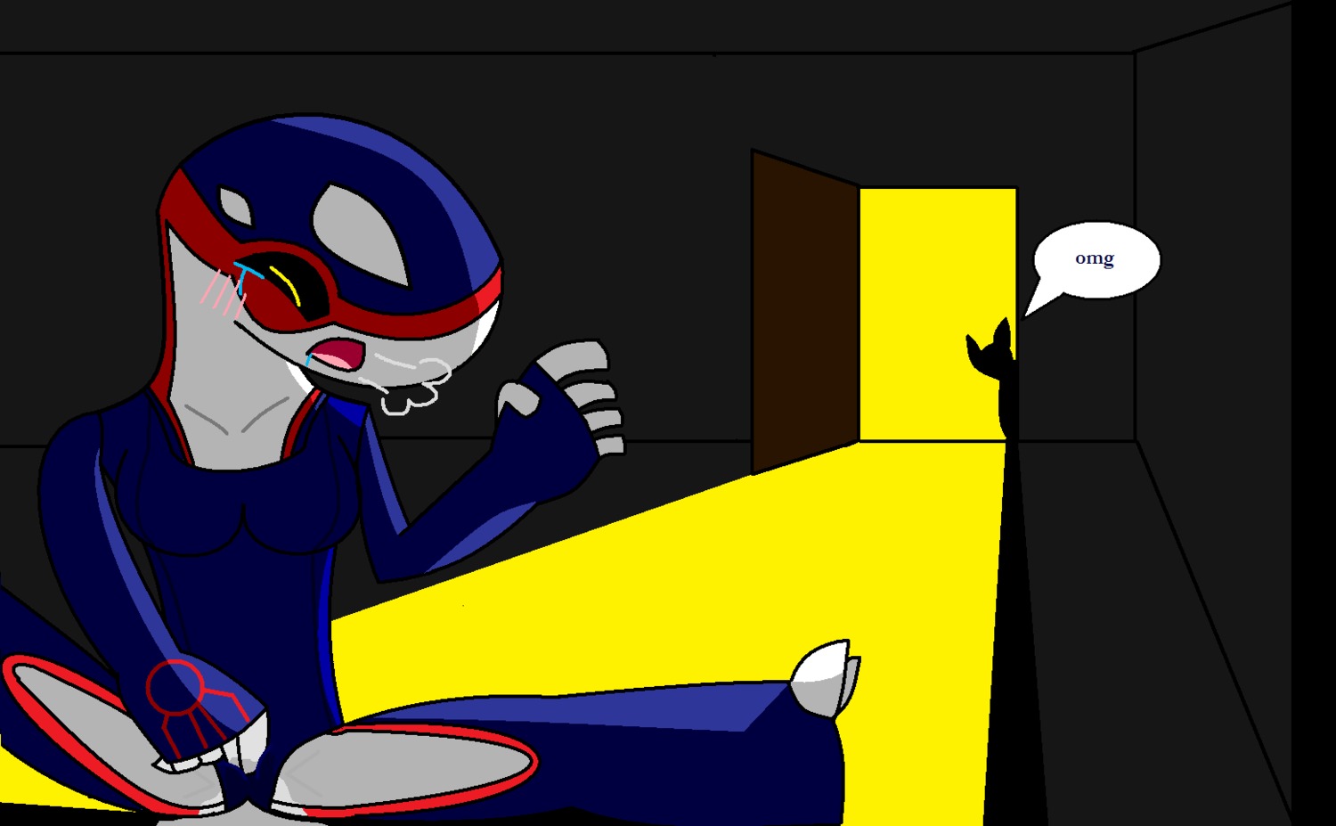 blush closed_eyes crying female fingering kyogre one-piece_swimsuit pokemon rule34 spread_legs swimsuit