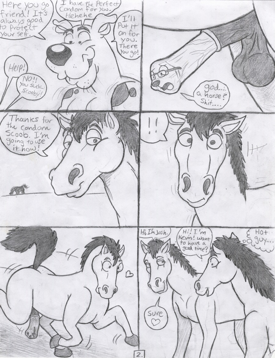 comic condom equine feral gay hanna-barbera horse male male_only monochrome multiple_males penis rule34 scooby-doo scooby-doo_(character) tagme tbfm what yaoi