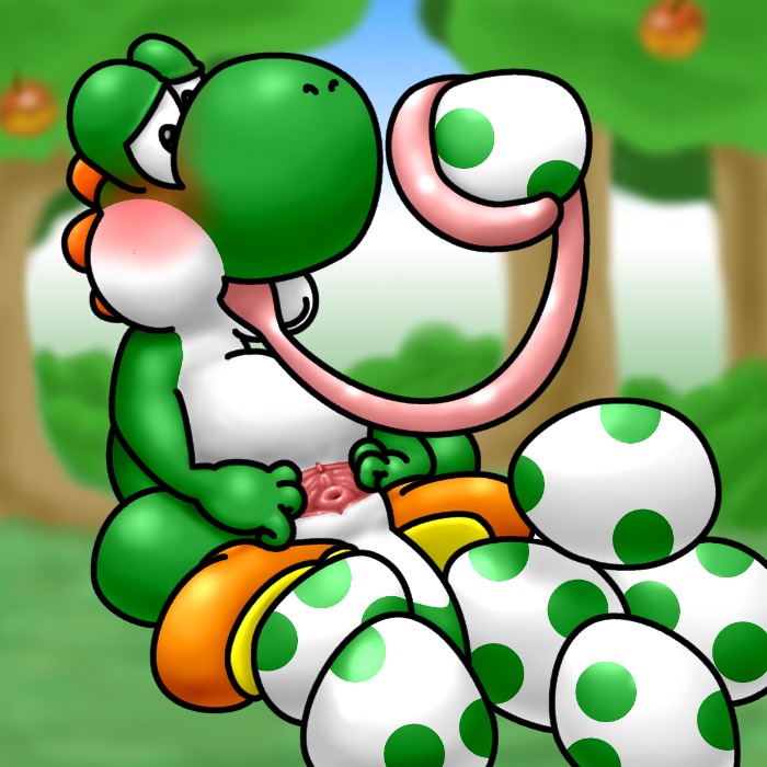 1girls blush color day egg female female_only feral kyuubi360 mario_(series) nintendo nude outdoors pussy rule34 sitting solo super_mario_bros. tagme tongue tongue_out vulva yoshi