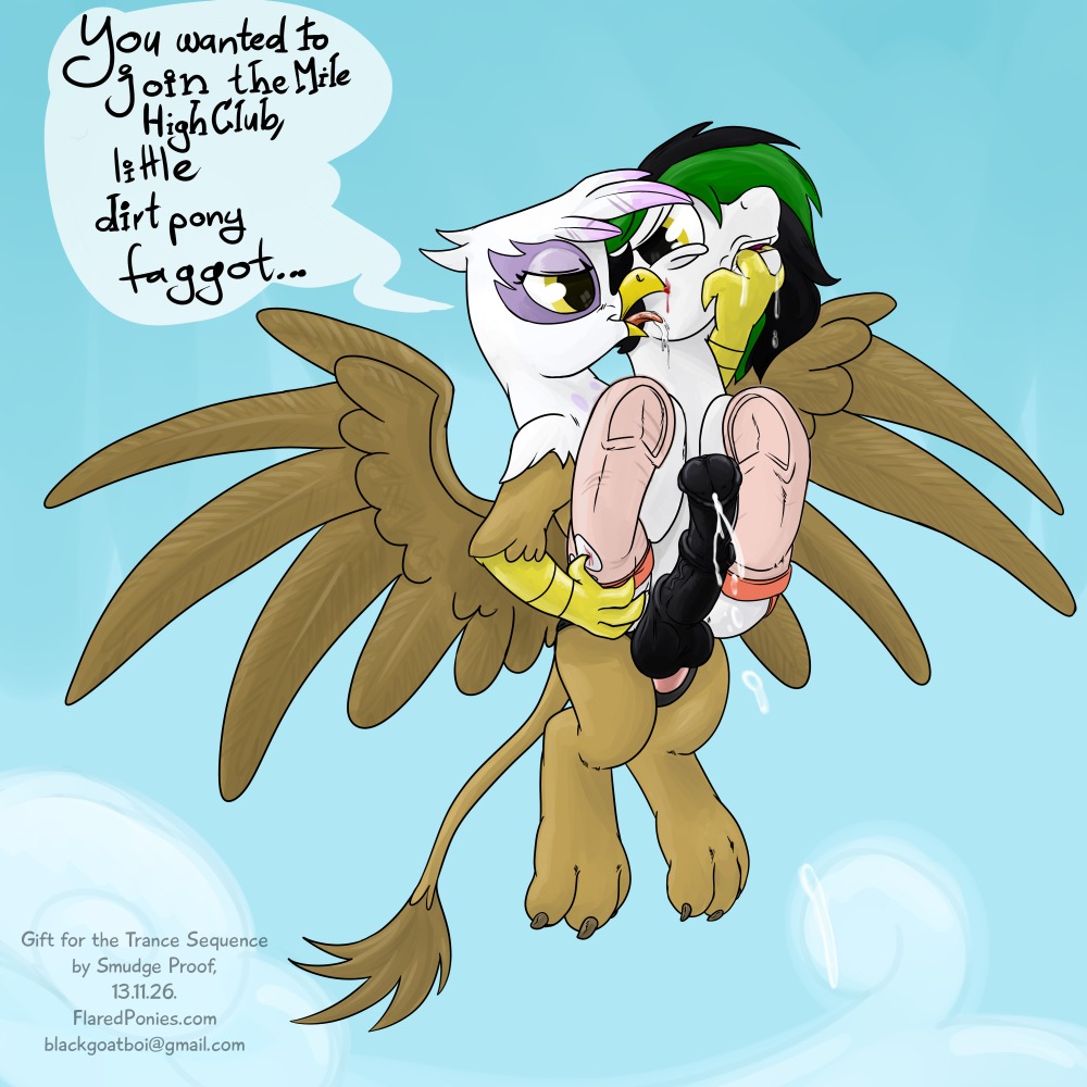 1:1 anal anal_penetration avian beak blood bloodplay bodily_fluids carrying_another clothed clothing cloud crossdressing digital_media_(artwork) dildo dominant dominant_female duo e621 english_text equid equine fan_character feathered_wings feathers female female_penetrating female_penetrating_male femboy feral finger_fetish finger_in_mouth finger_play fingers flying flying_sex friendship_is_magic genitals gilda_(mlp) gryphon hair hasbro horse interspecies legwear male male/female male_penetrated mammal my_little_pony mythological_avian mythological_creature mythology object_in_ass outside pegging penetration penis pony saliva scared sex sex_toy sex_toy_in_ass sex_toy_insertion sky skyscape smudge_proof stockings strapon submissive submissive_male tail text toying_partner trancesequence url vein veiny_penis wings wounded