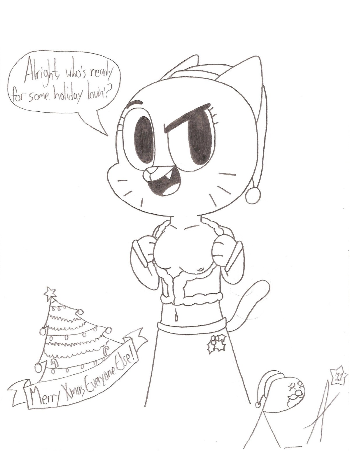 anthro christmas domestic_cat feline female furry nicole_watterson random_anon rule34 straight_hair tagme the_amazing_world_of_gumball