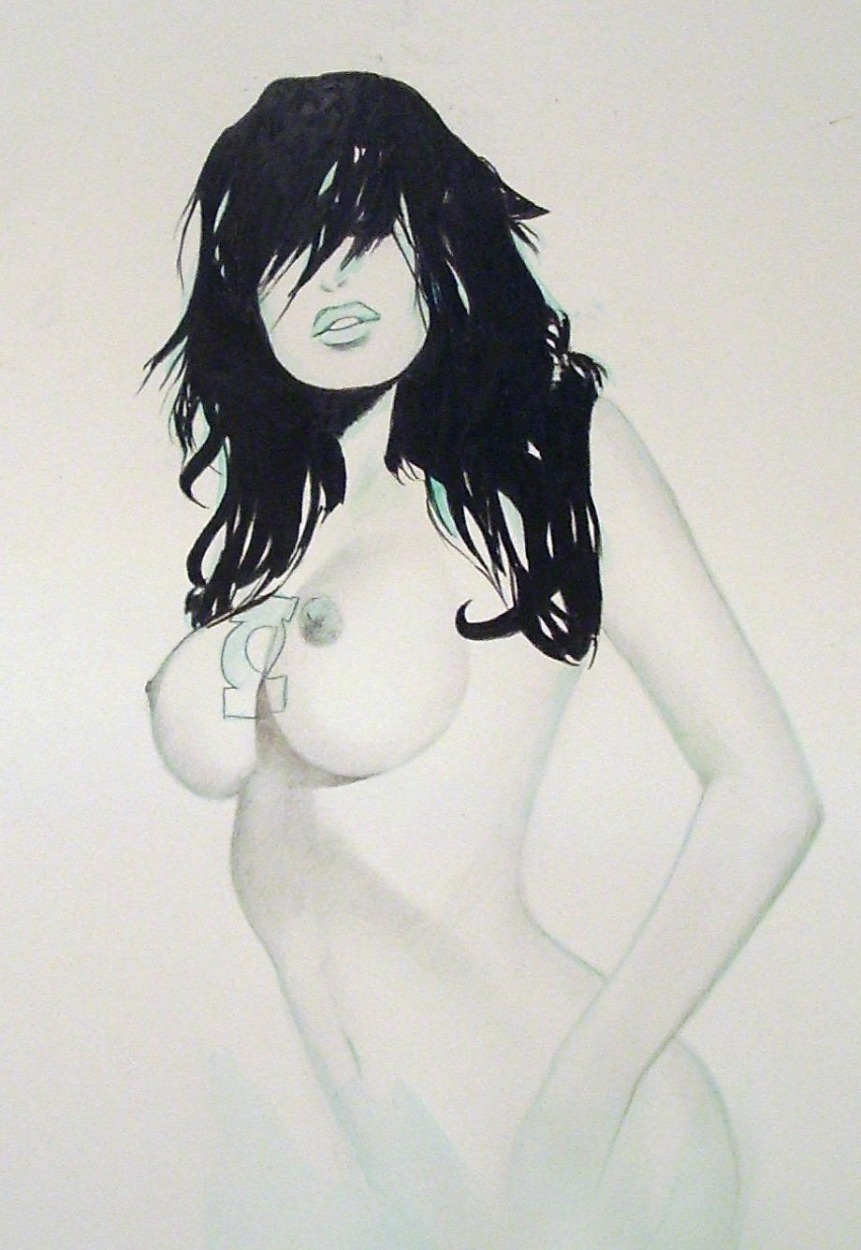 1girls 2d artist_request breasts dark_hair dc dc_comics female female_only green_lantern_corps jade_(dc) jennifer-lynn_hayden long_hair nipples rule34 solo tagme uncensored