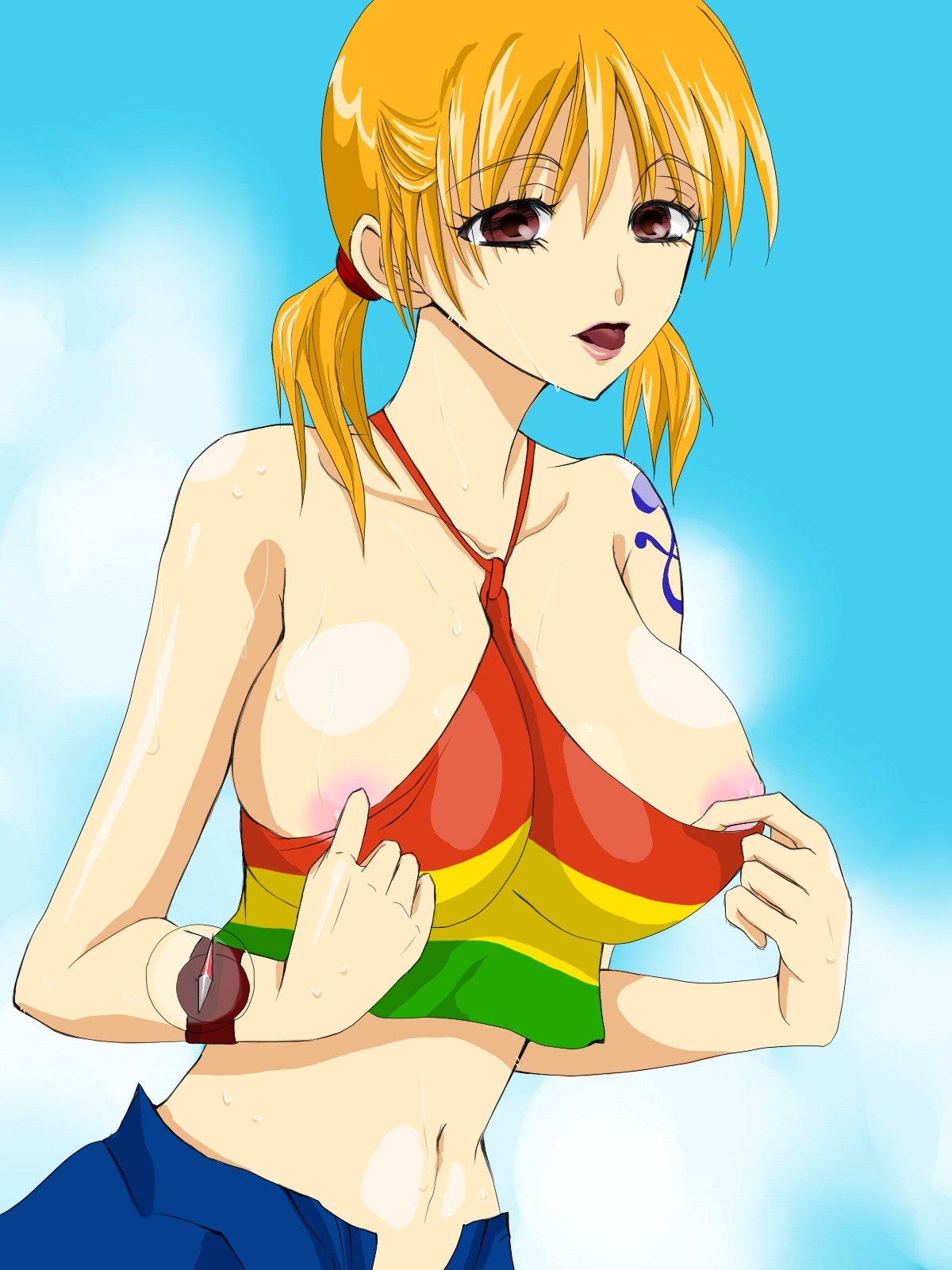 1girls artist_request clothing female female_only low_twintails nami_(one_piece) one_piece one_piece_film_strong_world pointy_chin pre-timeskip rule34 short_twintails solo straight_hair tagme