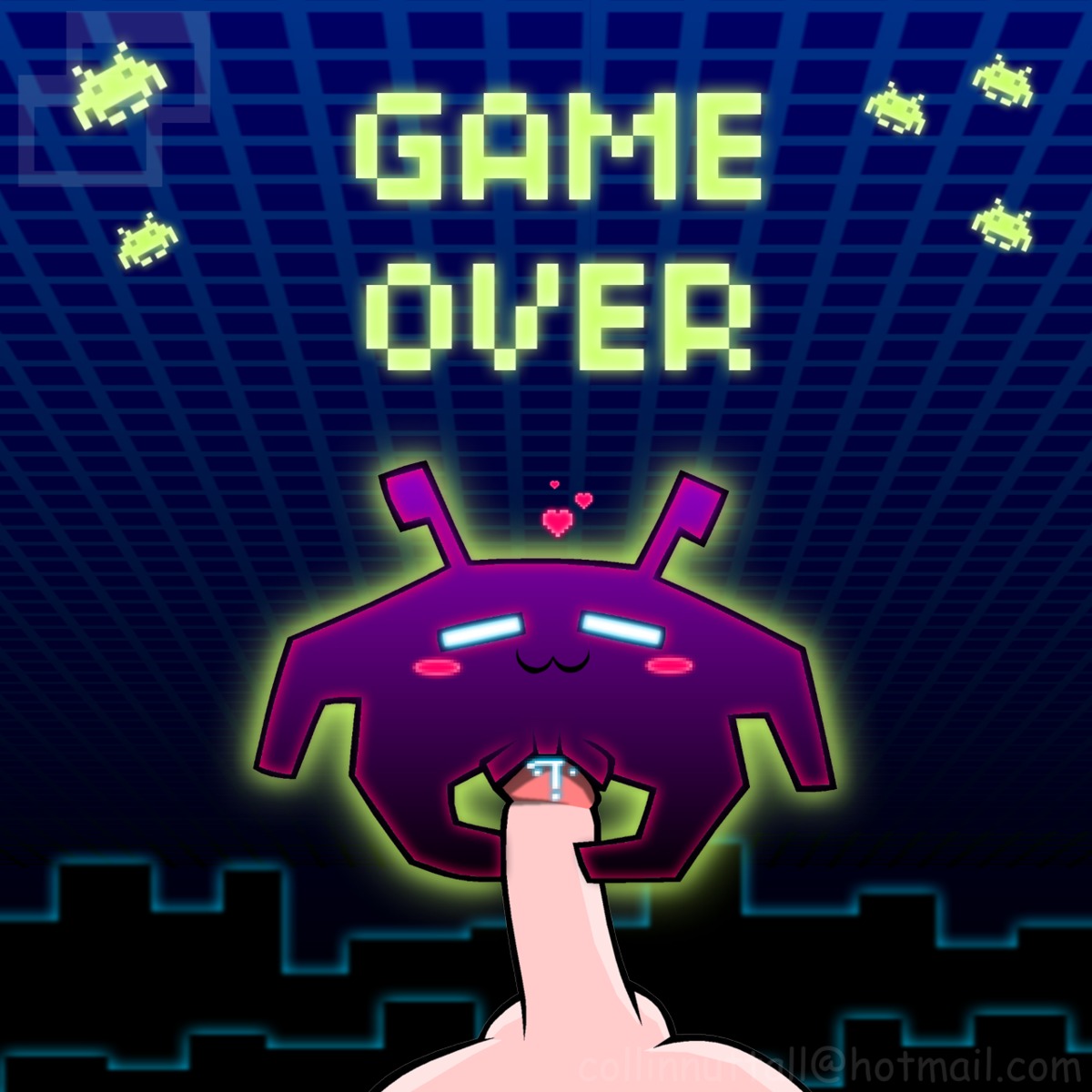 1:1 alien blush e621 erection female genitals group heart_symbol hi_res human humanoid_genitalia humanoid_penis interspecies male male/female mammal penetration penis sex slushy space_invaders square_enix taito vaginal vaginal_penetration vulva
