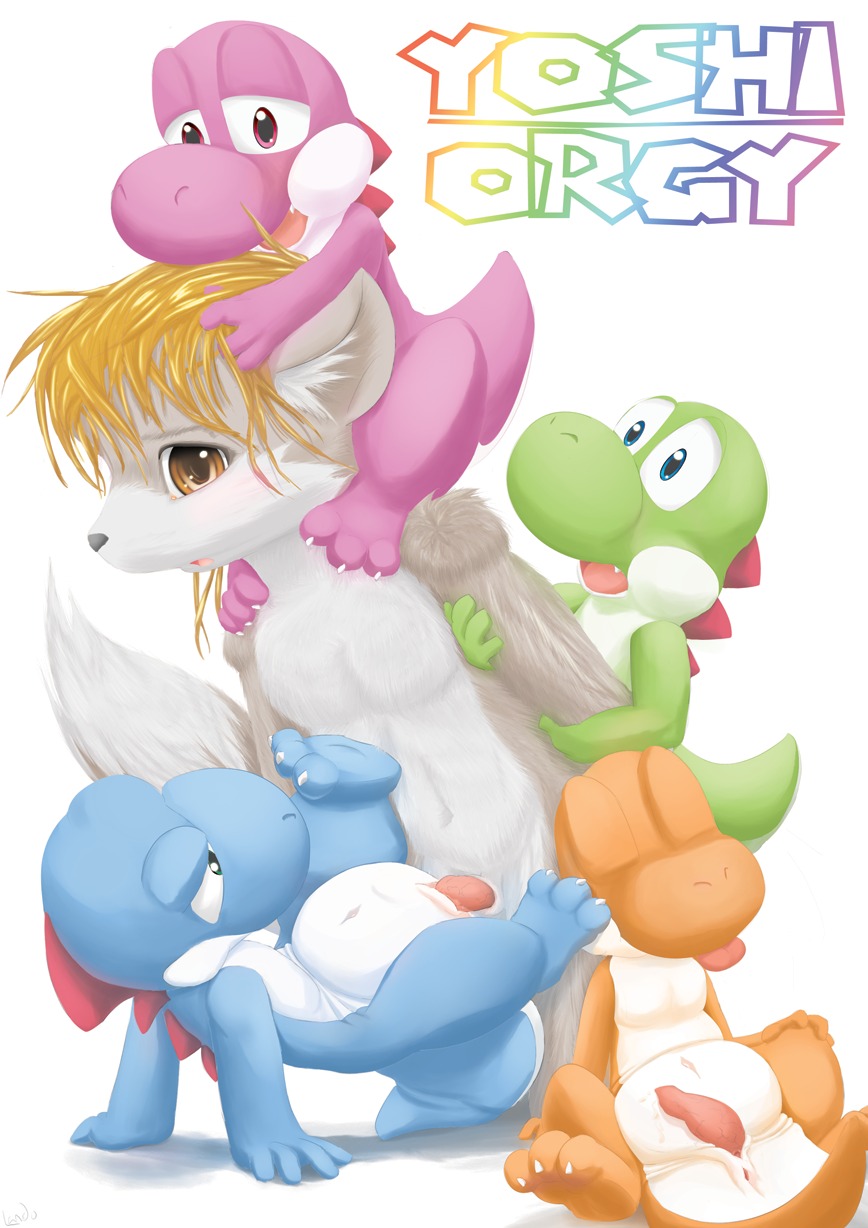 anthro canine color dinosaur female fur furry furry_only insertion interspecies lando male mario_(series) multiple_males nintendo nude penis pussy reptile rule34 scalie sex size_difference straight straight_hair vulva white_background yoshi