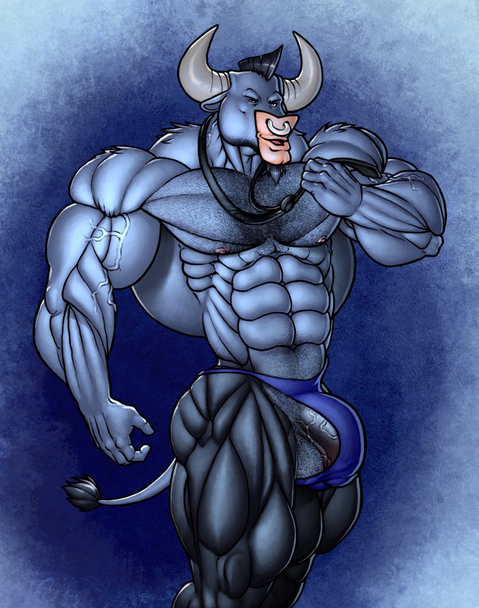 abs accessory anthro balls biceps big_muscles big_penis biped body_hair bovid bovine bulge chest_hair clothed clothing e621 erection european_mythology facial_piercing friendship_is_magic fur genitals greek_mythology grin hairy hasbro hi_res horn huge_muscles iron_will_(mlp) looking_at_viewer male mammal minotaur mohawk muscular muscular_anthro muscular_male my_little_pony mythology necktie nipples nose_piercing nose_ring open_mouth pecs penis piercing pose ring_piercing ripped-saurian septum_piercing smile solo standing thong tongue topless underwear vein veiny_penis