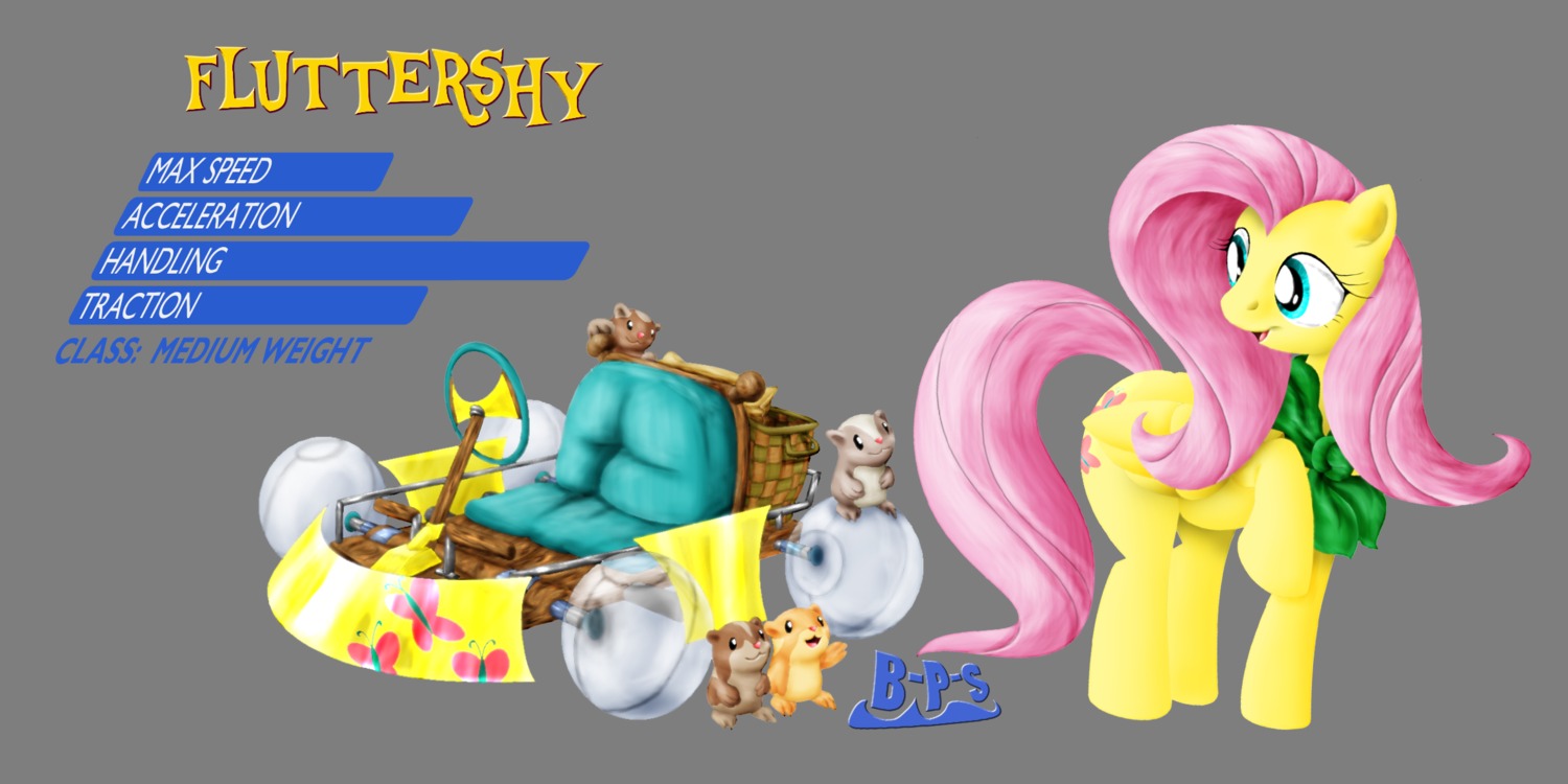 2:1 alpha_channel blue-paint-sea cricetid cutie_mark e621 english_text equid equine feathered_wings feathers female fluttershy_(mlp) friendship_is_magic hamster hasbro hi_res kart mammal my_little_pony mythological_creature mythological_equine mythology pegasus rodent scarf smile solo text vehicle wheel wings yellow_body yellow_feathers