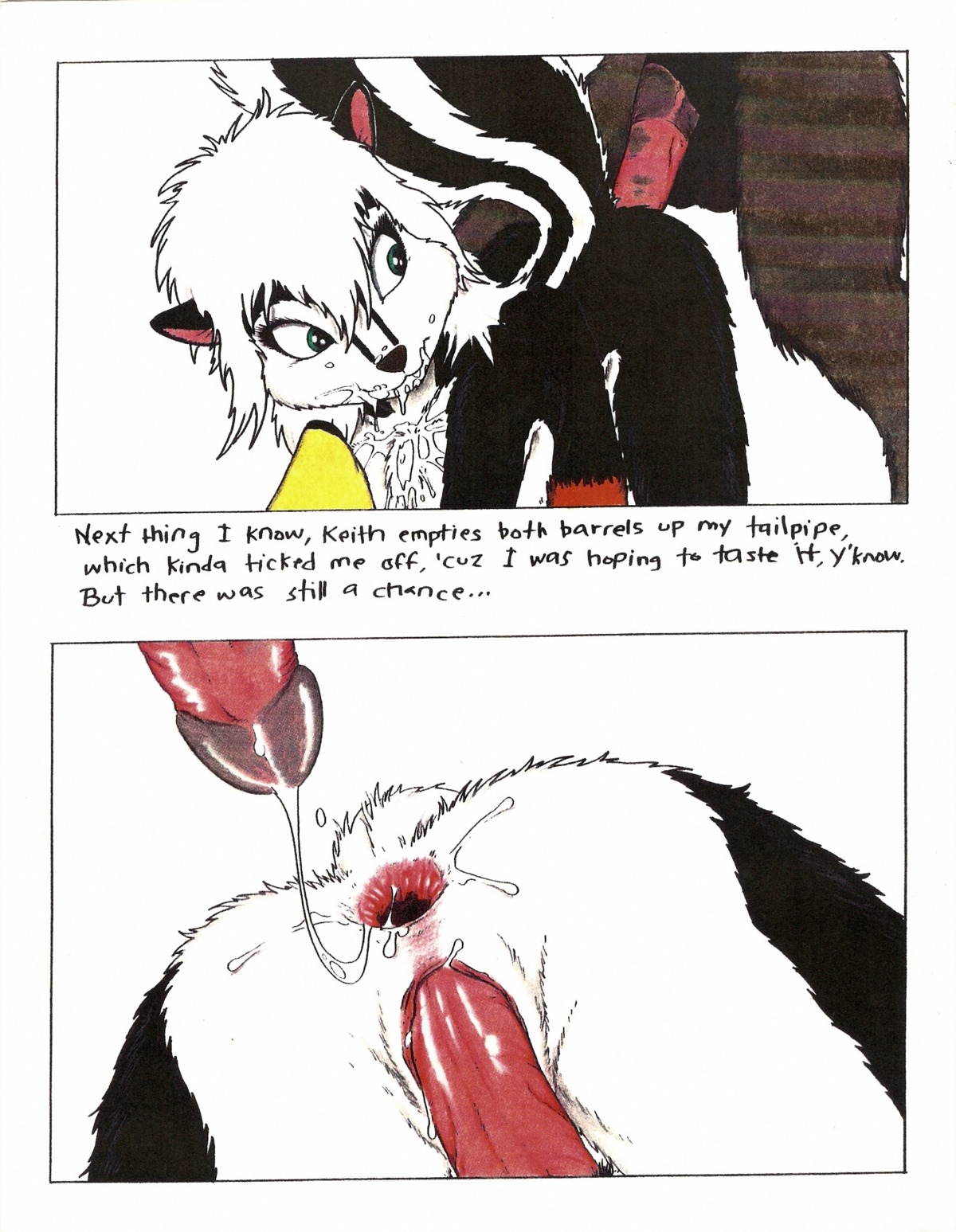 absurd_res anal anal_penetration anthro anus asinus ass_up balls bodily_fluids breasts comic cum cum_drip cum_in_ass cum_inside cum_on_breasts cum_on_face cum_string disembodied_penis donkey dripping e621 english_text equid equine erection female gaping gaping_anus genital_fluids genitals group group_sex hi_res interspecies james_m_hardiman lori_(jmh) male male/female male_penetrating mammal mephitid penetration penis raised_tail sex skunk solo_focus tail text threesome trio vaginal vaginal_penetration vulva