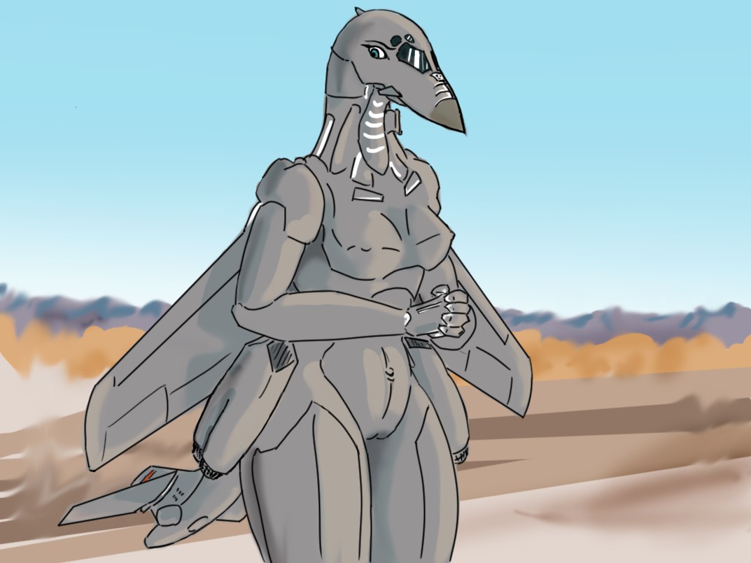 aeromorph aircraft airplane alternate_species anthro b-1 boeing bomber breasts e621 engine female genitals living_aircraft living_machine living_vehicle machine nipples non-mammal_nipples not_furry outside redout rockwell_international small_breasts solo vehicle vulva wings