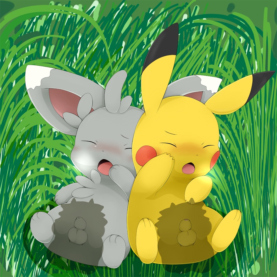 balls blush color feral fur grass interspecies male male_only minccino multiple_males nintendo nude penis pikachu pokemon pokemon_(species) pokemon_bw pokemon_rgby rule34 tagme testicles