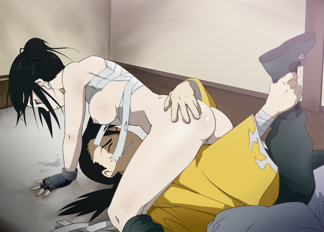 ass bandage bandaged_chest bandages breasts chest_wraps female fullmetal_alchemist human ice_place lan_fan ling_yao male rule34 sarashi straight