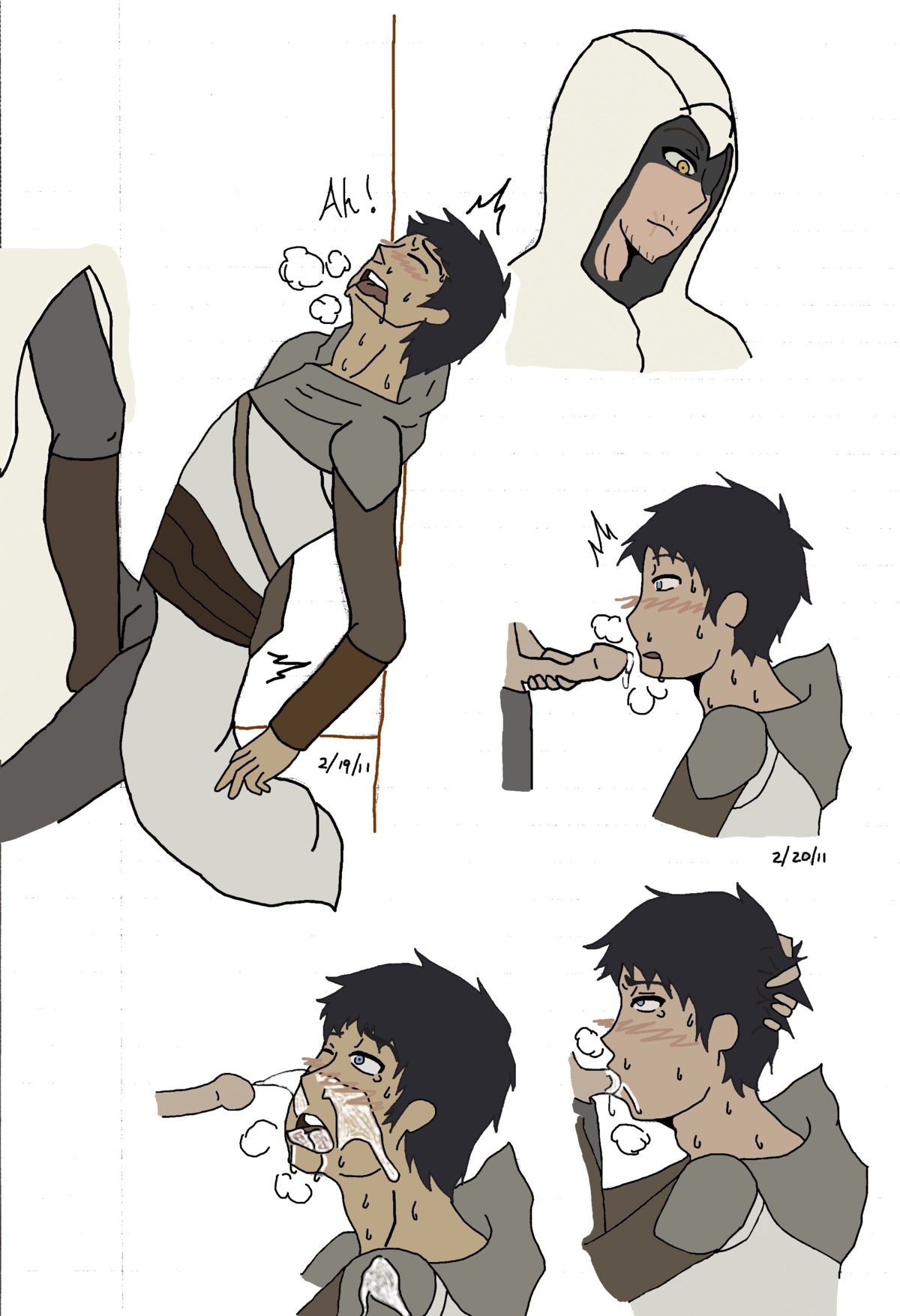 altair_ibn_la-ahad assassin's_creed assassin's_creed_(series) comic cum cum_on_face fellatio gay kadar_al-sayf male male_only oral penis rule34 ubisoft yaoi