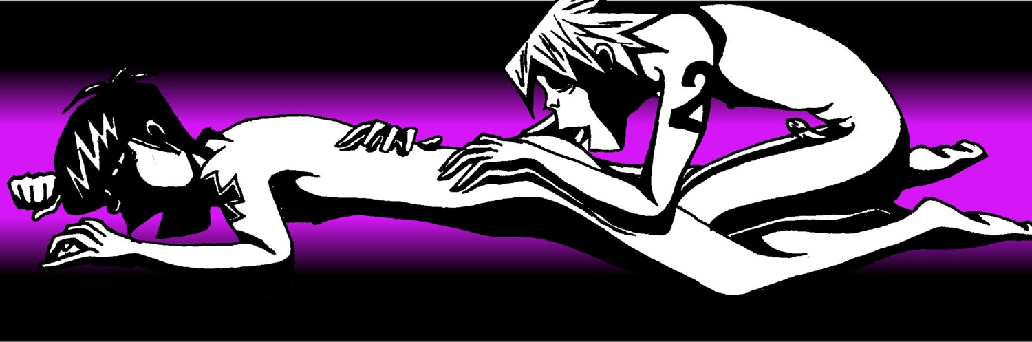 2000s 2d_(gorillaz) artist_request duo gay gorillaz kneeling_oral_position male male_only multiple_boys multiple_males murdoc_niccals naked nude rimming_male rule34 tagme unknown_artist yaoi