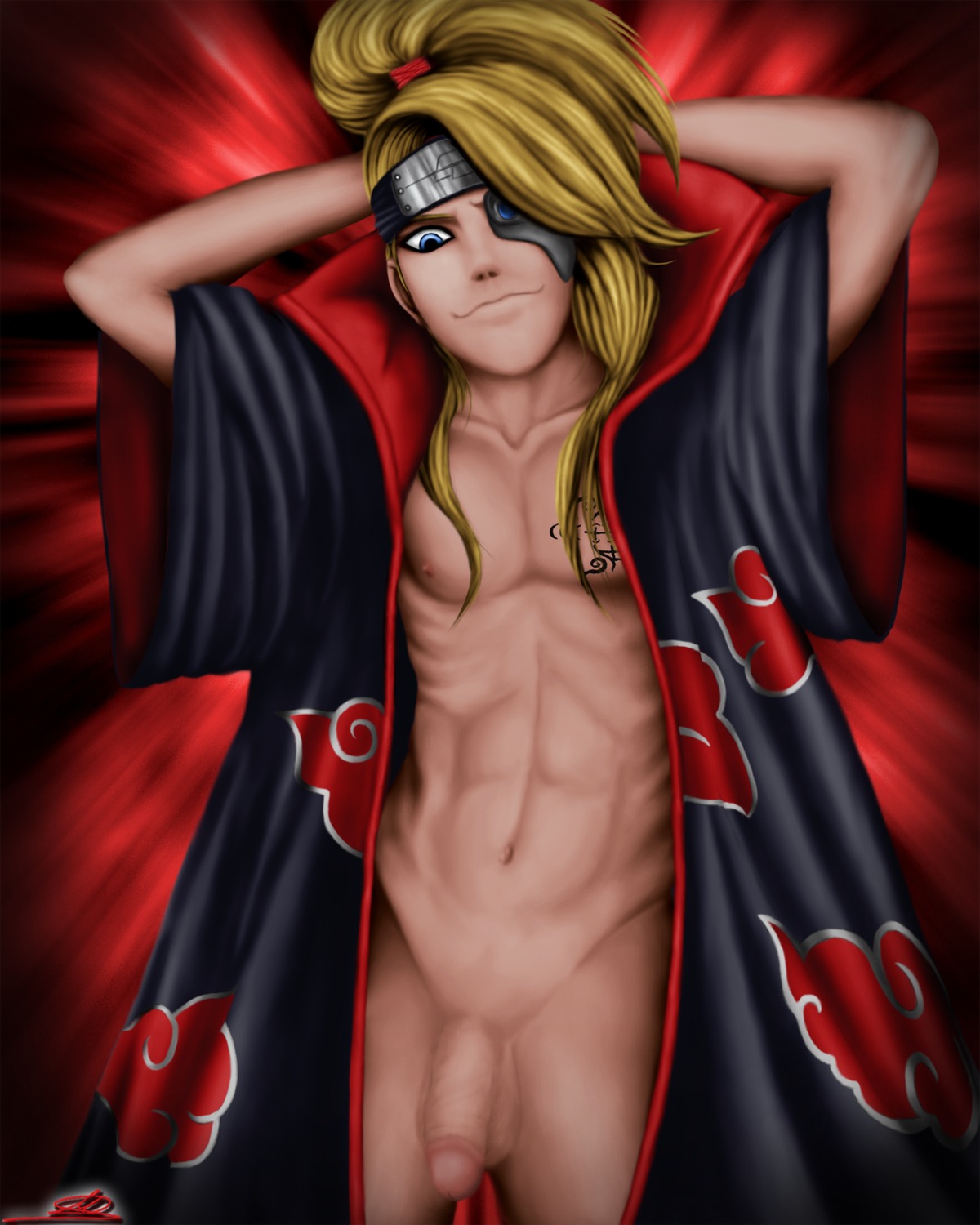 1boy akatsuki_(naruto) blonde_hair deidara flaccid hi_res ireal70 male male_only naruto naruto_(series) penis rule34 skinny skinny_male solo tattoo toned toned_male uncensored yaoi