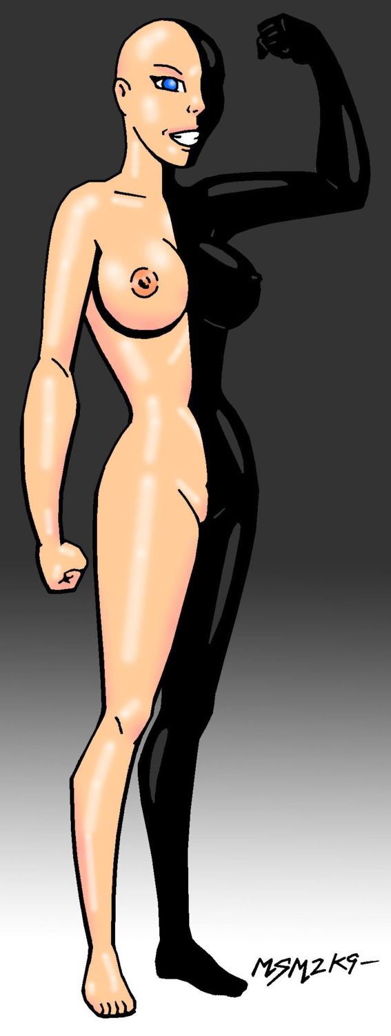 artist_request bald_female batman_(series) batman_beyond blue_eyes bodypaint dc dc_comics dcau female naked_female partially_covered rule34 tagme ten_(royal_flush_gang)