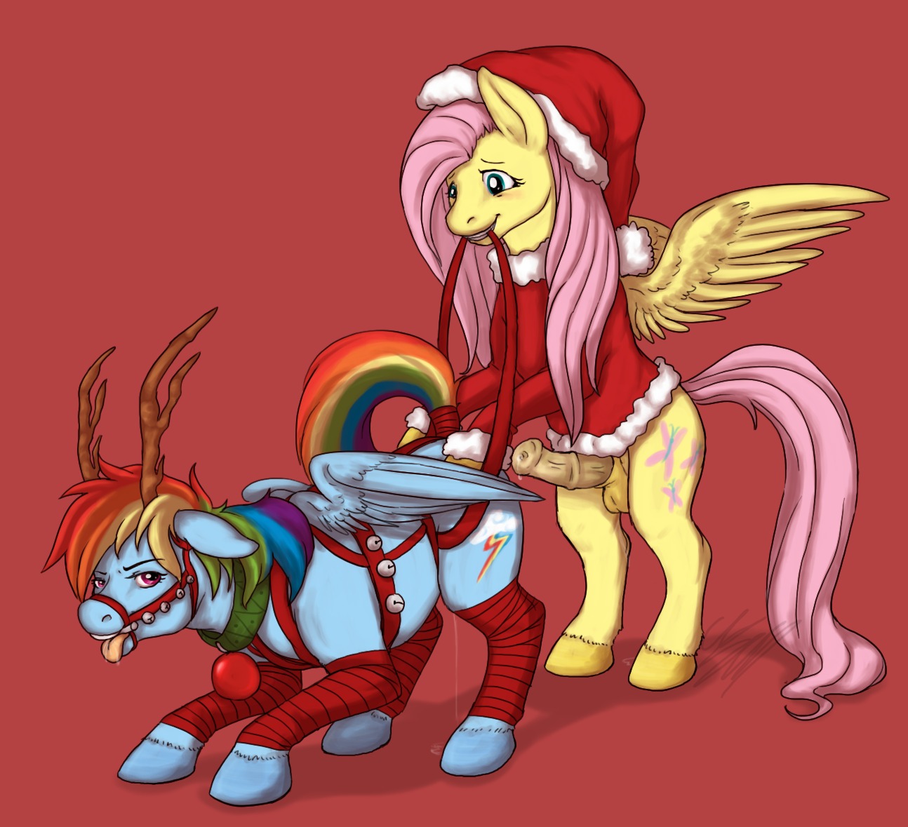 2011 cartoonlion equine feral fluttershy_(mlp) friendship_is_magic futanari futashy horse intersex my_little_pony pegasus pony rainbow_dash_(mlp) rule34 smooth_skin