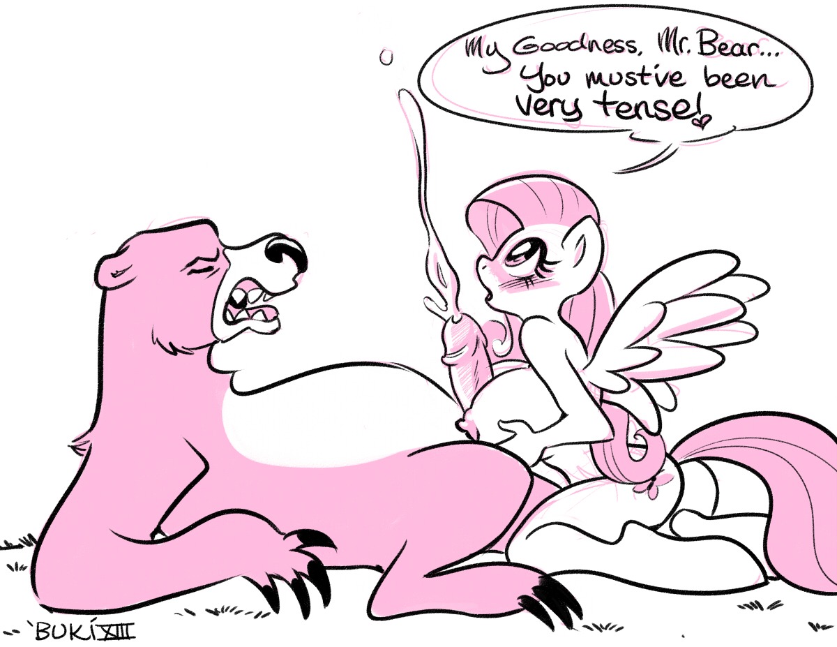 2013 after_sex anthro anthro_on_feral anthrofied areola bear bestiality big_breasts blush bodily_fluids breast_play breasts bubble butt claws cum cumshot cutie_mark dialogue duo e621 ejaculation english_text equid equine erection eyes_closed feathered_wings feathers female female_on_feral feral fluttershy_(mlp) friendship_is_magic full-length_portrait fur genital_fluids genitals grass hair hasbro huge_breasts humanoid_genitalia humanoid_penis interspecies kabuki_homewood looking_pleasured male male/female male_on_anthro mammal my_little_pony mythological_creature mythological_equine mythology nipples nude nude_anthro nude_female open_mouth orgasm pegasus penis pink_hair plant portrait sex speech_bubble tail teeth text titfuck tongue wings