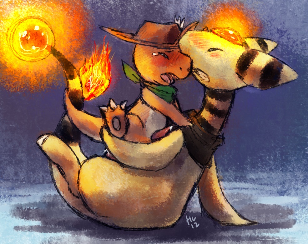 2012 ampharos anal anal_penetration blush bodily_fluids charmander clothing digital_media_(artwork) duo e621 erection fire flaming_tail fresnel_(buyobutt) generation_1_pokemon generation_2_pokemon genital_fluids genitals hat haychel headgear headwear male male/male male_penetrated male_penetrating male_penetrating_male mike_the_charmander nintendo orange_body orange_skin penetration penis pmd-explorers pokemon pokemon_(species) precum scarf sex tail yellow_body yellow_skin