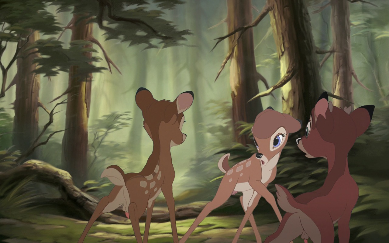 balls bambi_(character) bambi_(film) cub cub_on_cub deer disney faline female female_cub feral magnus1890 male male_cub male_focus penis ronno rule34 tagme testicles