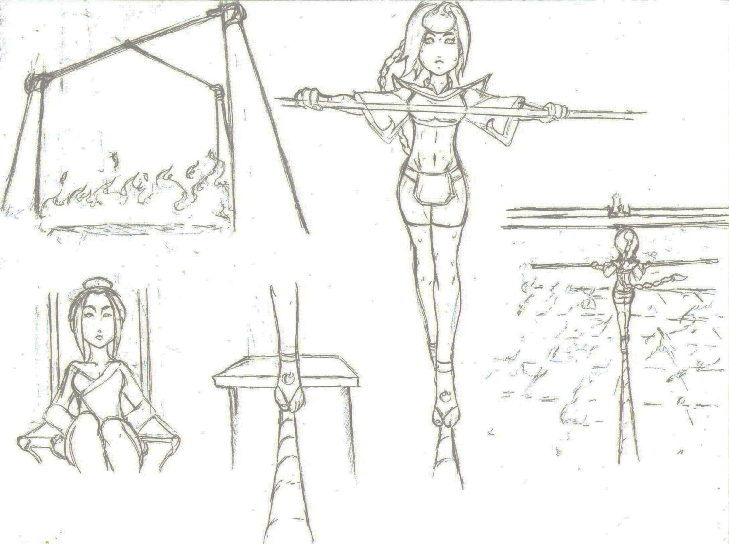 avatar_the_last_airbender azula breasts clothing female monochrome rule34 sketch sketch_page small_breasts straight_hair tagme travis_green ty_lee