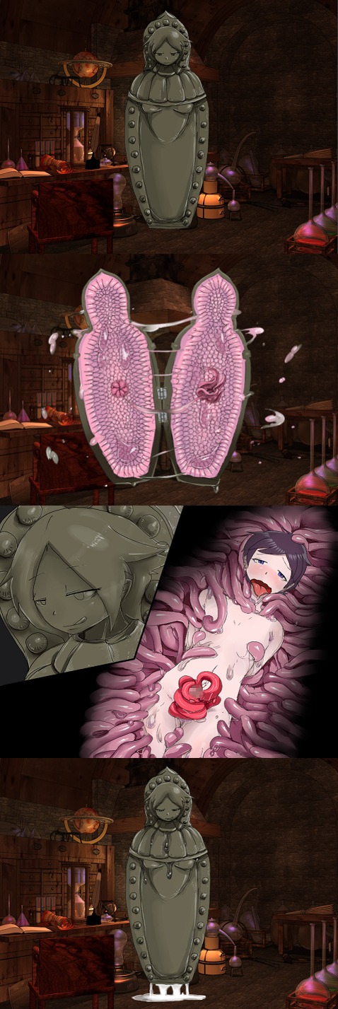 cum cum_on_floor cumming_inside cumming_while_encased encasement female female_rapist femdom inanimate iron_maiden iron_maiden_(mon-musu_quest!) luka_(mon-musu_quest!) male male_rape_victim male_urethral_insertion male_victim monster_girl_quest penile_urethral_insertion penis rape restrained rule34 tentacle tentacle_on_male trapped urethral_insertion