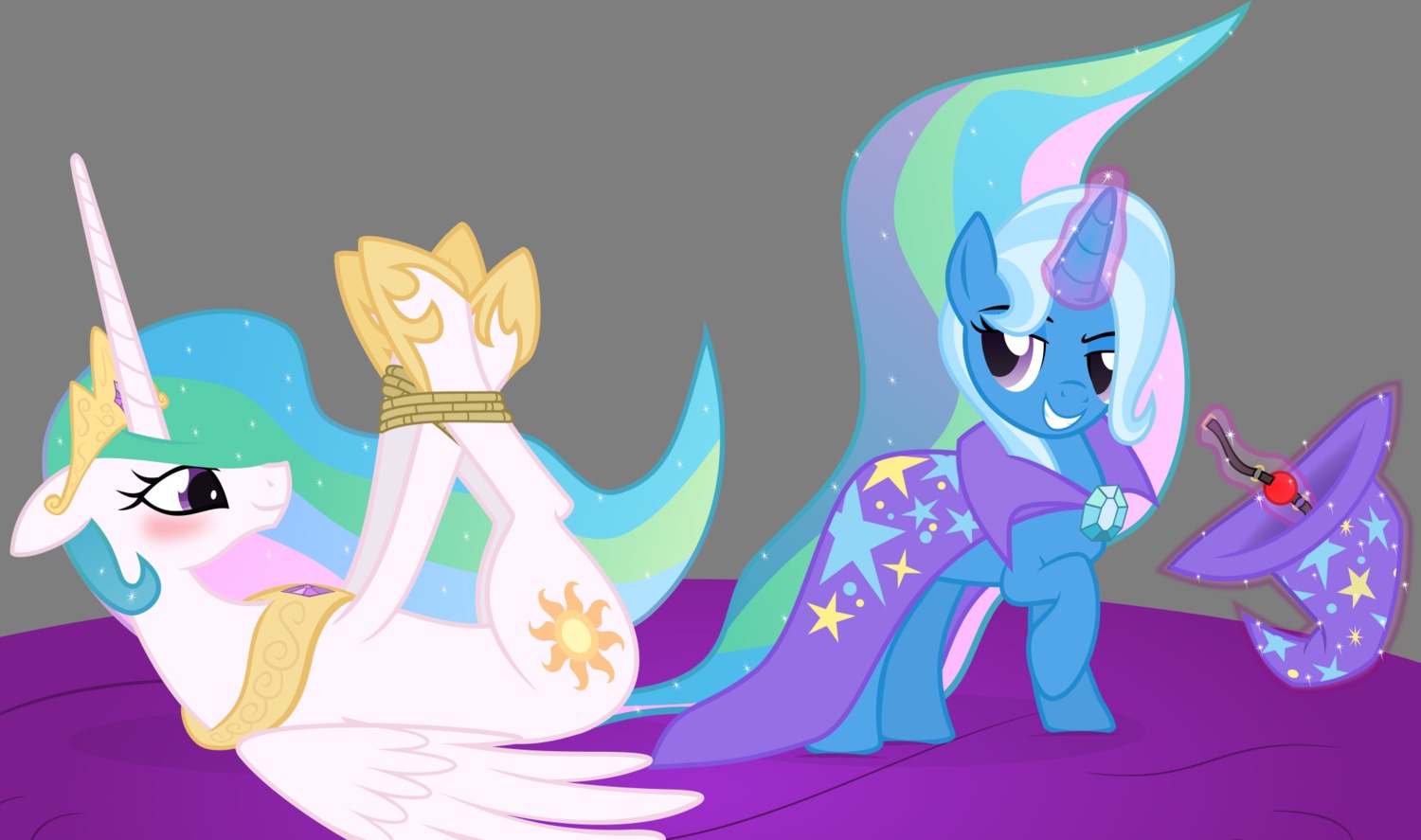 20pixels alpha_channel ball_gag bdsm blush bondage bound cape clothing dominant dominant_female duo e621 equid equine feathered_wings feathers female female/female feral friendship_is_magic gag hair hasbro hat headgear headwear hi_res horn legs_up looking_back lying magic mammal multicolored_hair my_little_pony mythological_creature mythological_equine mythology on_back princess princess_celestia_(mlp) purple_eyes quadruped royalty simple_background smile submissive submissive_female tail transparent_background trixie_(mlp) unicorn winged_unicorn wings witch_hat